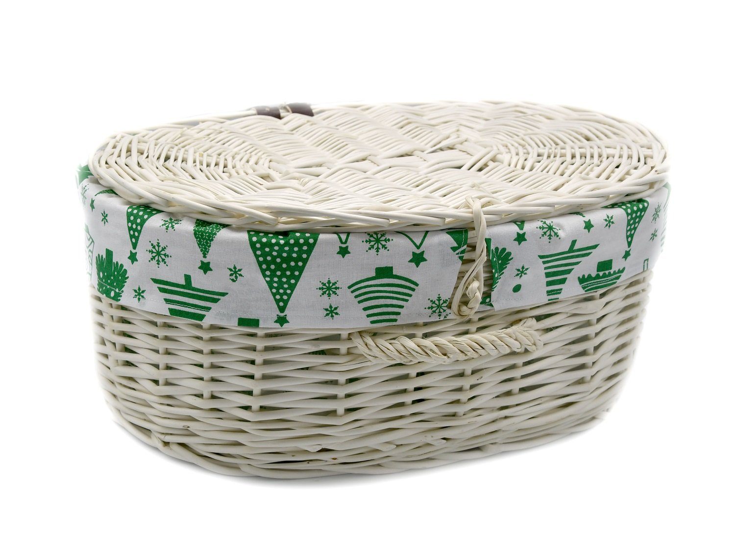 MyBer® Flechtkorb Weidenkoffer Weidenkorb Deko Koffer Korb Box Kiste aus Weide (K12-629-W-SWGR, 1 St., 45cm/32cm/18cm), mit Deckel, mit Griff, mit Stoffeinlage, Handarbeit!