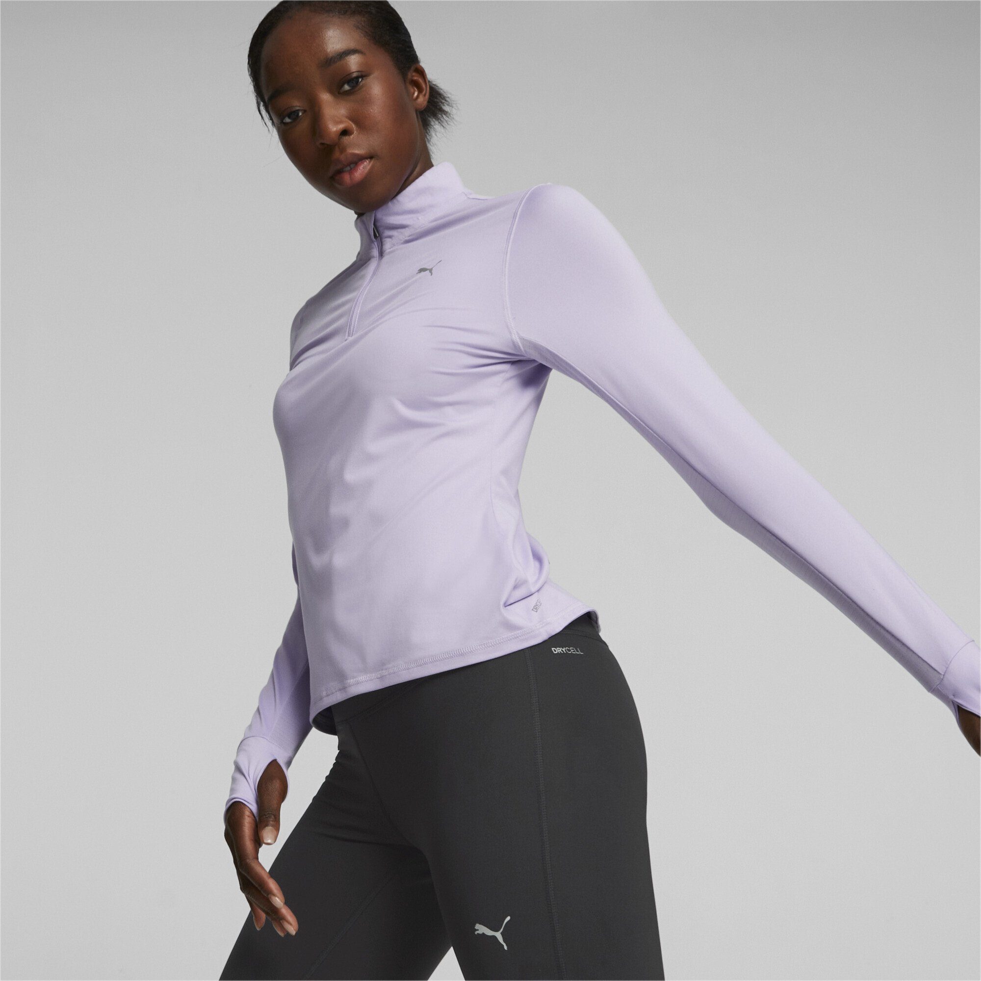 PUMA Trainingspullover Run Favourite Lauftop mit Purple Violet Viertelreißverschluss Damen Vivid