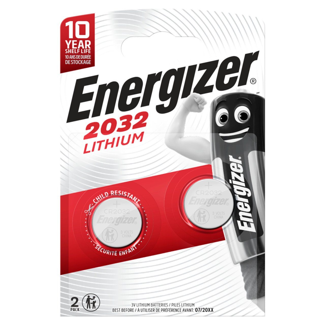 Bürostuhl Energizer Knopfzelle CR 2032 Lithium, 3 V, 2er