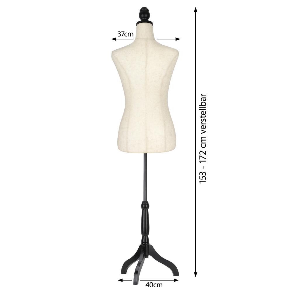 Semplix Schneiderpuppe - Torso, dekorativ mit Leinenbezug, höhenverstellbar