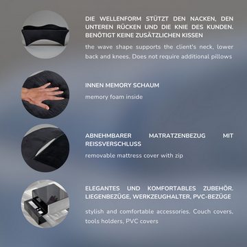 STM Company Massageliege Wellen-Matratze mit Memory Schaum ohne Kosmetikliege (180x60 cm / 190x70 cm, Mit Veloursbezug), für Kosmetiker/innen, Wimpernverlängerungen, PMU