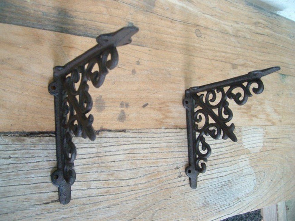Deko-Impression Wandregalhalter Regalwinkel, 2er-Set, Regalträger, Wandkonsolen, Wandregal, Gusseisen, 2-tlg.