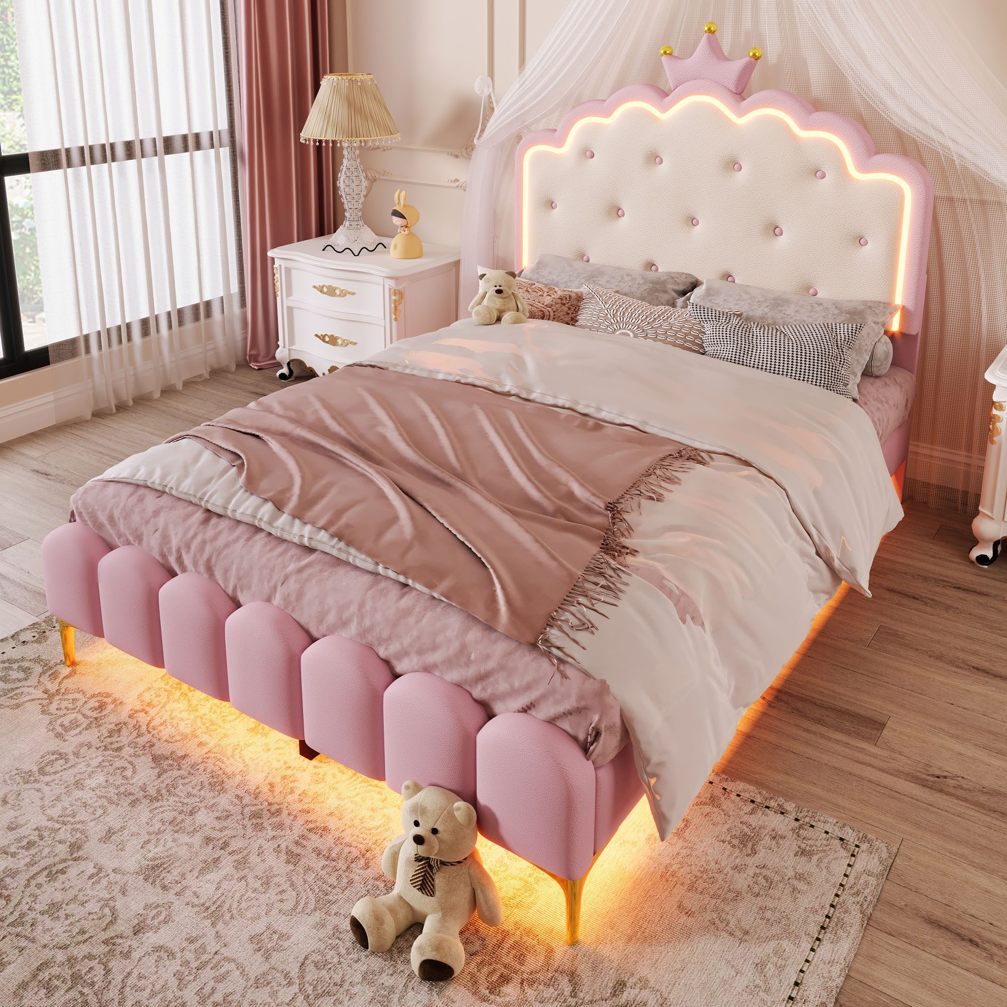 TavilaEcon Prinzessinbett Kinderbett, PU-Material, Lattenrost, mit günstig online kaufen
