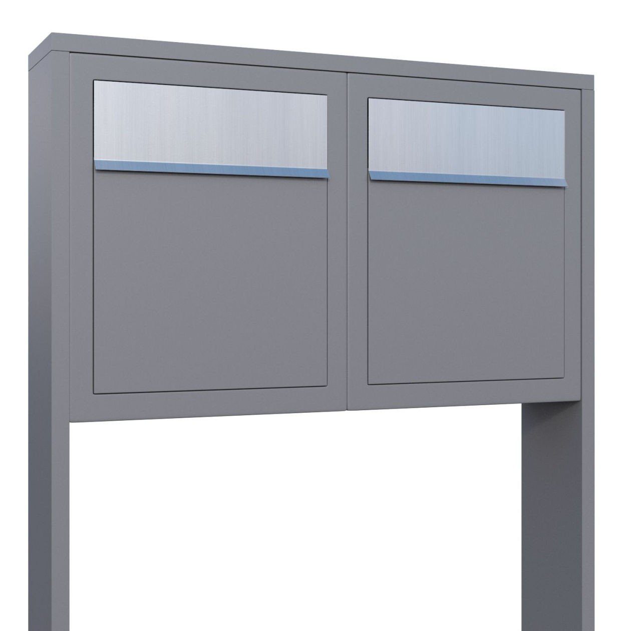 Bravios Briefkasten Briefkastenanlage Base for Two Grau Metallic mit