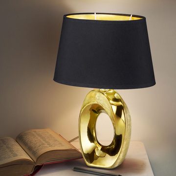 etc-shop LED Tischleuchte, Leuchtmittel inklusive, Warmweiß, Farbwechsel, Nacht Tisch Leuchte dimmbar schwarz gold Fernbedienung
