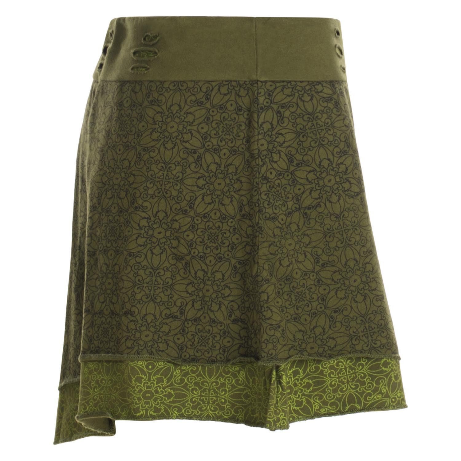 Vishes Minirock Mini-Rock Blumen-Muster extra breiter Bund mit Kordel-Zug und Taschen Alternative Bekleidung, Ethno, Hippie, Retro Style