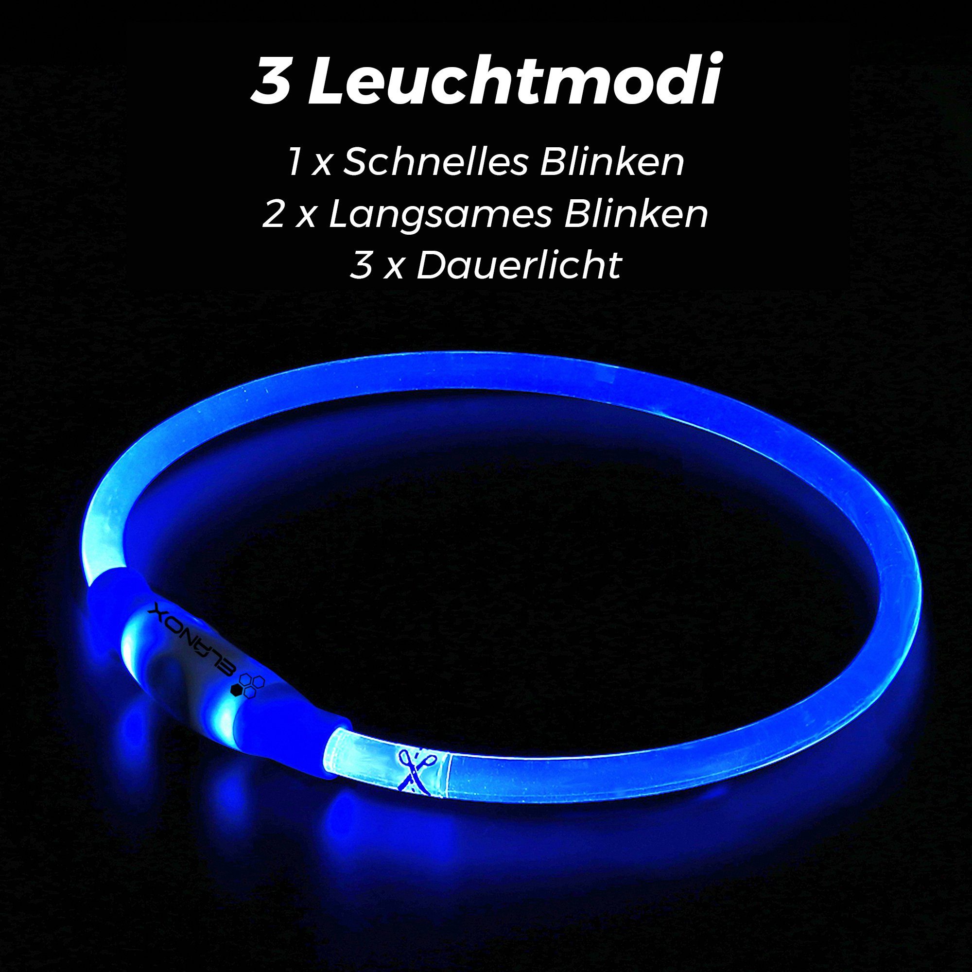 ELANOX Leuchthalsband LED Hundehalsband 5 Farben helle LED Größe anpassbar