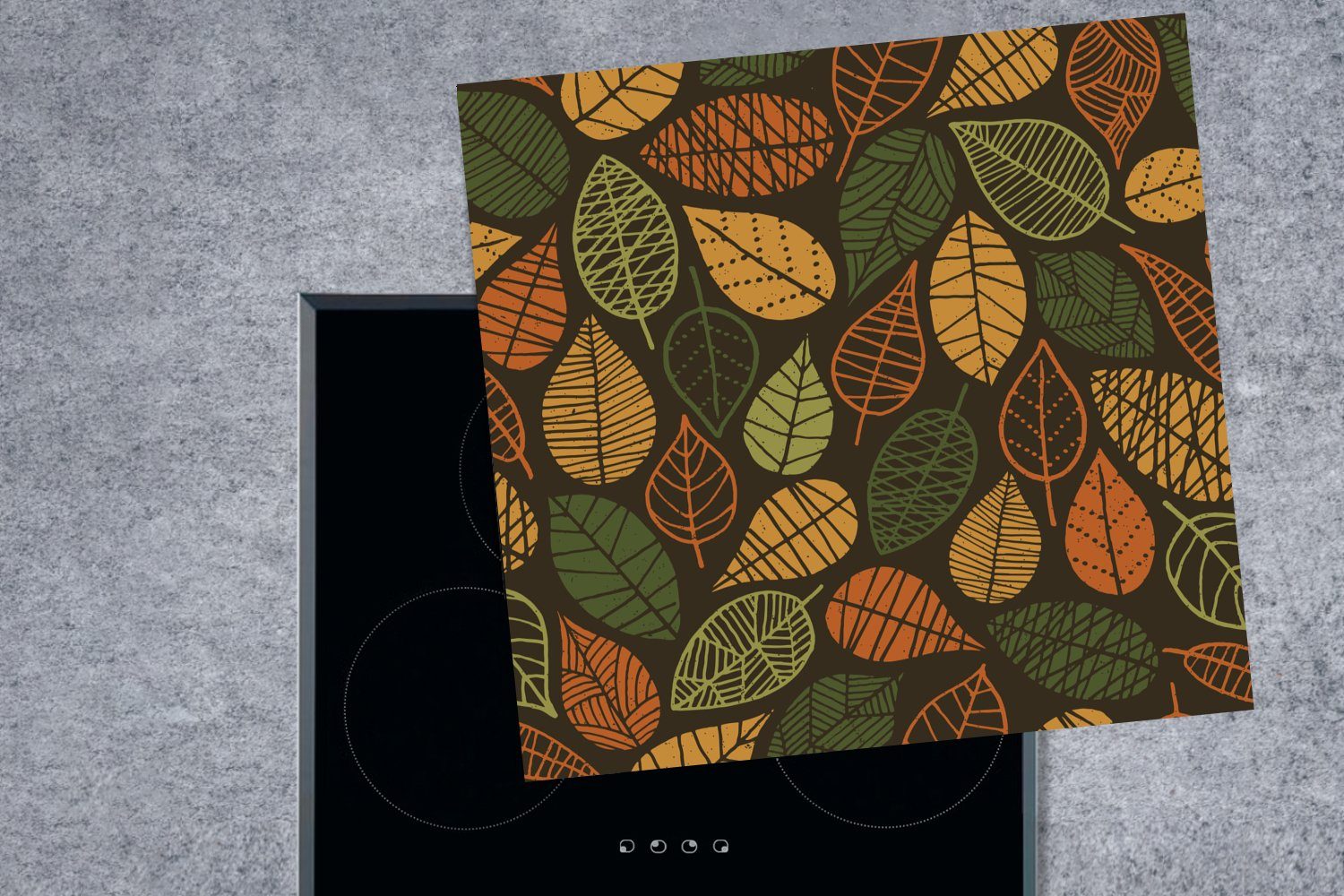 Blätter, Herbst Muster Herdblende-/Abdeckplatte MuchoWow tlg), - Vinyl, - für Ceranfeldabdeckung, cm, (1 Arbeitsplatte küche 78x78
