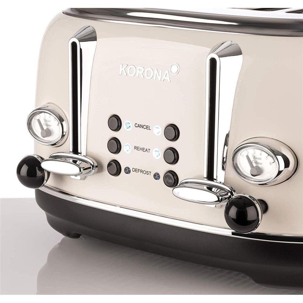 KORONA Toaster 4-Scheiben-Toaster 21676 Retro Toaster, 4 kurze Schlitze, für 4 Scheiben, 1630 W