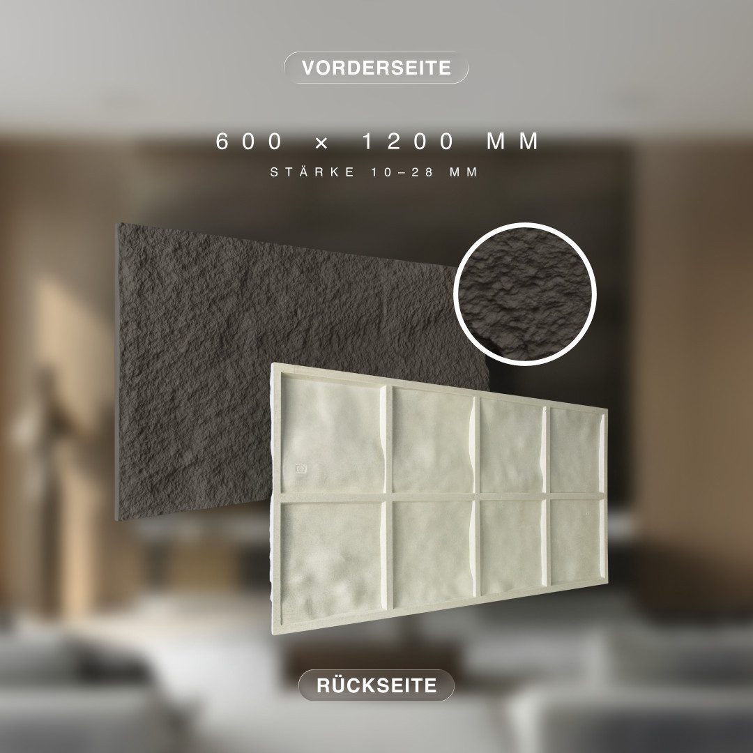 Hexim Wandpaneel, (Steinoptik Felsen Platten 1 Stück 120x60cm PU Wandverkleidung 0,73 m² 3D Paneele Bruchstein Stone Dekor Wandpaneele Wanddeko Steinplatte Felswand Wohnzimmer Innenwand grau (A002-04 Grey)