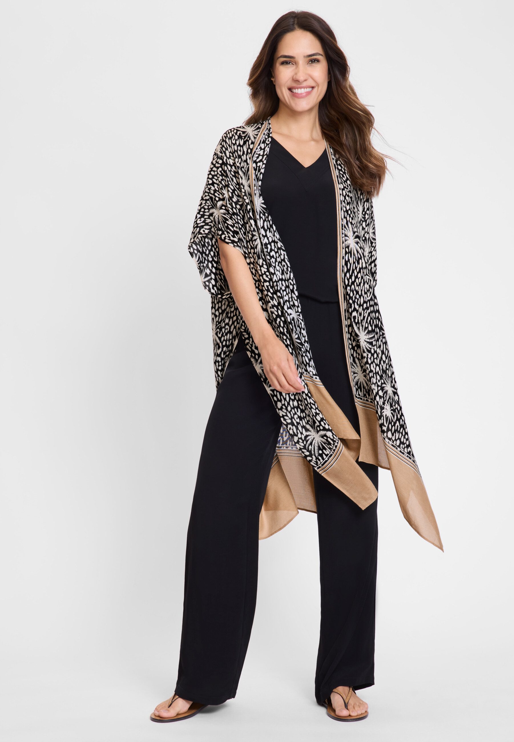 Olsen Strickcape Cape mit Panneaux-Print