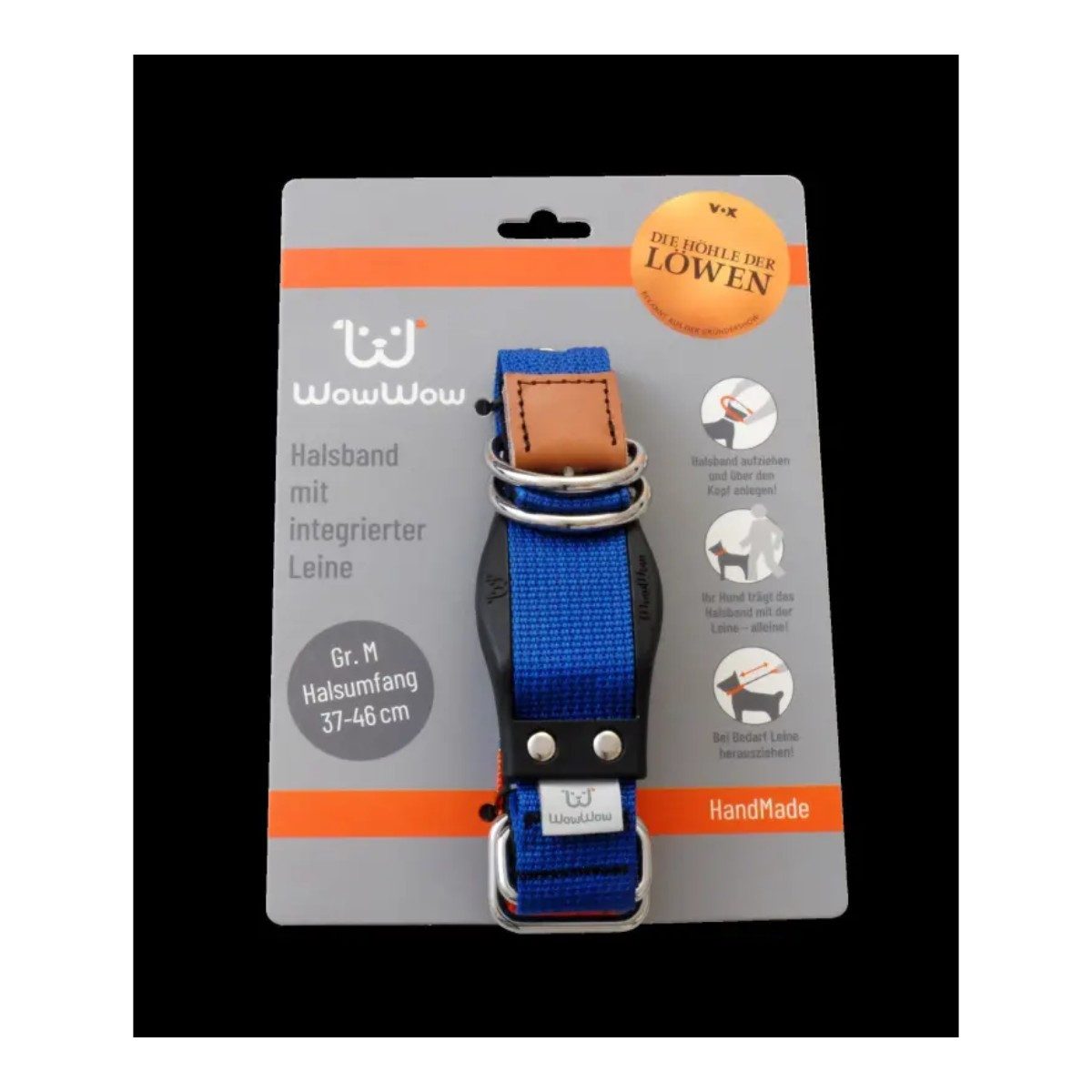 WowWow Hunde-Halsband WowWow Hundehalsband mit integrierter Leine Größe S Blau, Nylon, Professional Universal Verstellbar