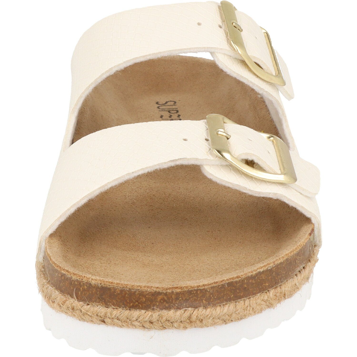 274-995 Damen Hausschuhe Pantolette Weiß Fußbett SUPERSOFT Reptildesign Schuhe