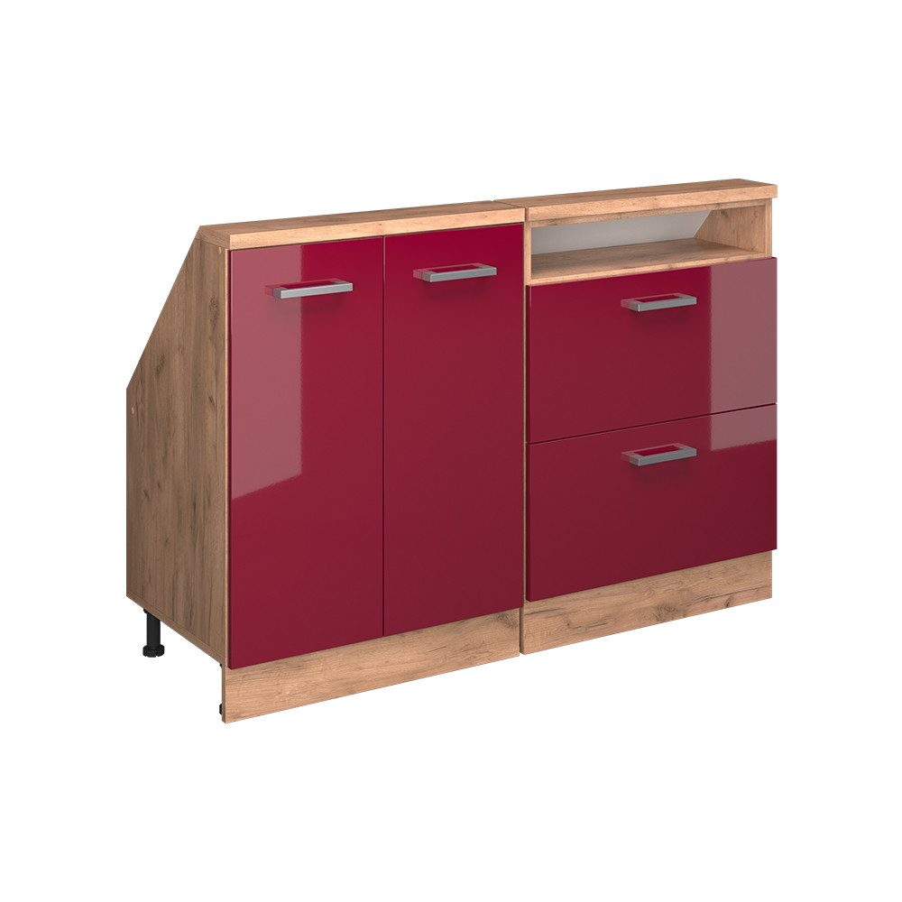Vicco Unterschrank R-Line, Rot Hochglanz/Goldkraft Eiche, günstig online kaufen
