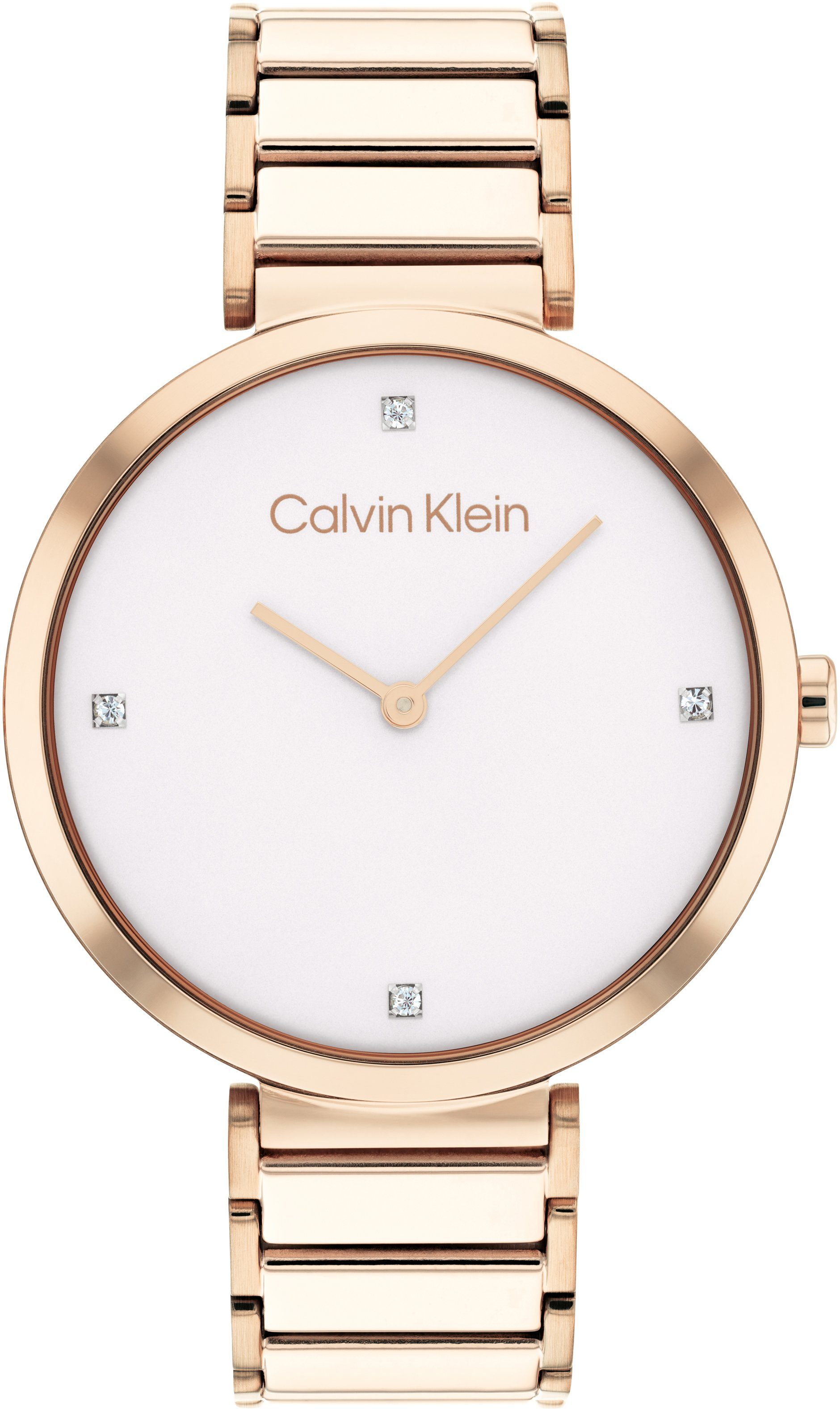 Calvin Klein Quarzuhr Minimalistic T Bar 36 mm, 25200135, Armbanduhr, Damenuhr, Mineralglas, Glaskristalle