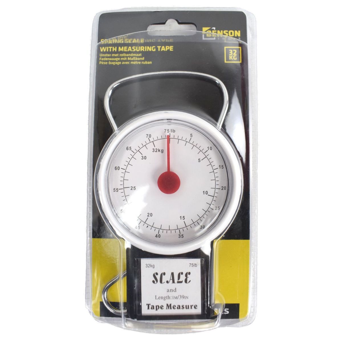BENSON Kofferwaage Federwaage mit Maßband bis max. 32 kg, analog