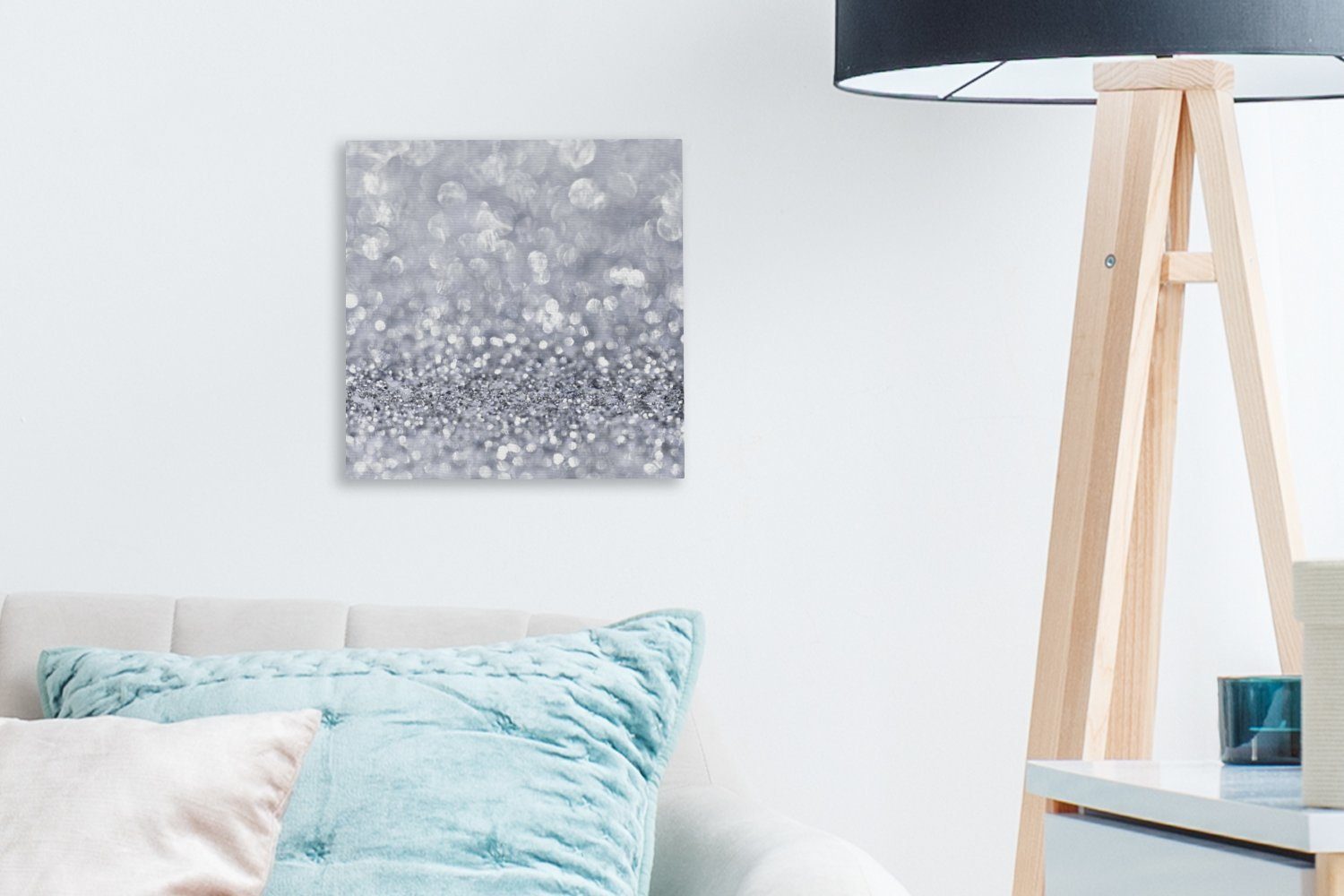 OneMillionCanvasses® Leinwandbild Silber glitzert, Fotodruck (1 St), Wandbild, Deko Schlafzimmer Wohnzimmer Flur 20x20 cm
