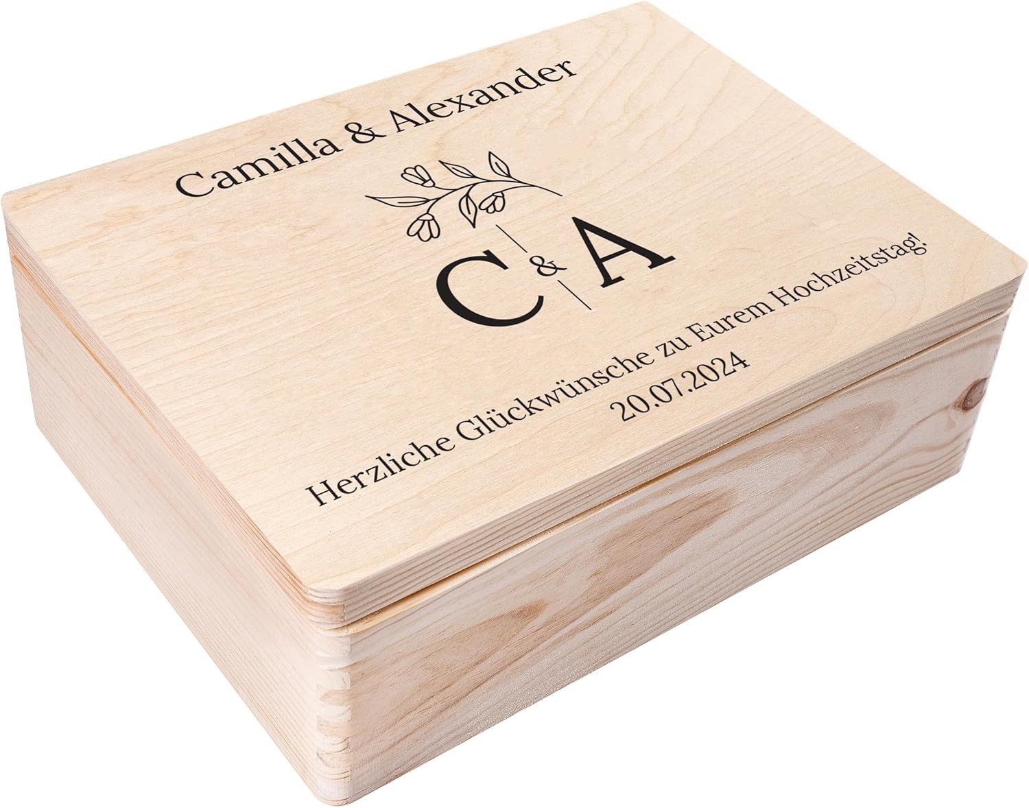 Creative Deco Holzkiste Erinnerungsbox Hochzeit Geschenkkiste, Natur 40 x 30 x 14 cm