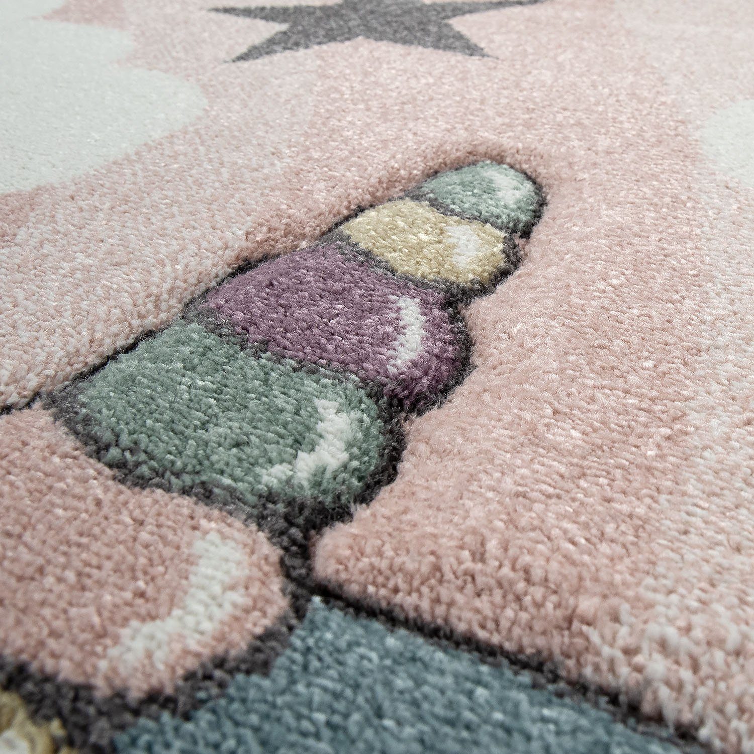 Paco Home Kinderteppich "Cosmo 395" rund 12 mm Höhe 3D-Design, niedliches E günstig online kaufen