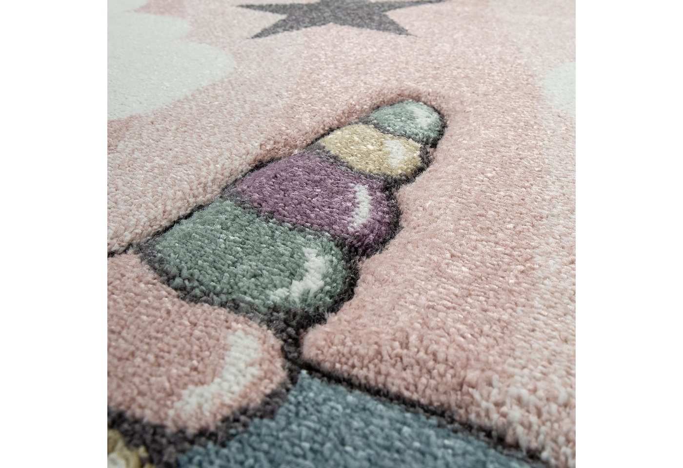 Kinderteppich »Cosmo 395«, Paco Home, rund, Höhe 12 mm, 3D-Design, niedliches Einhorn Motiv, Pastell-Farben, Kinderzimmer-HomeTrends