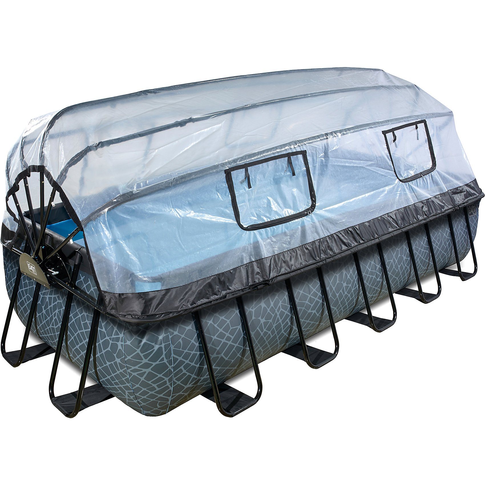 Frame Pool Premium 5,4x2,5x1m mit Sonnendach, grau Frame Pool Premium 5,4x2,5x1m mit Sonnendach, grau