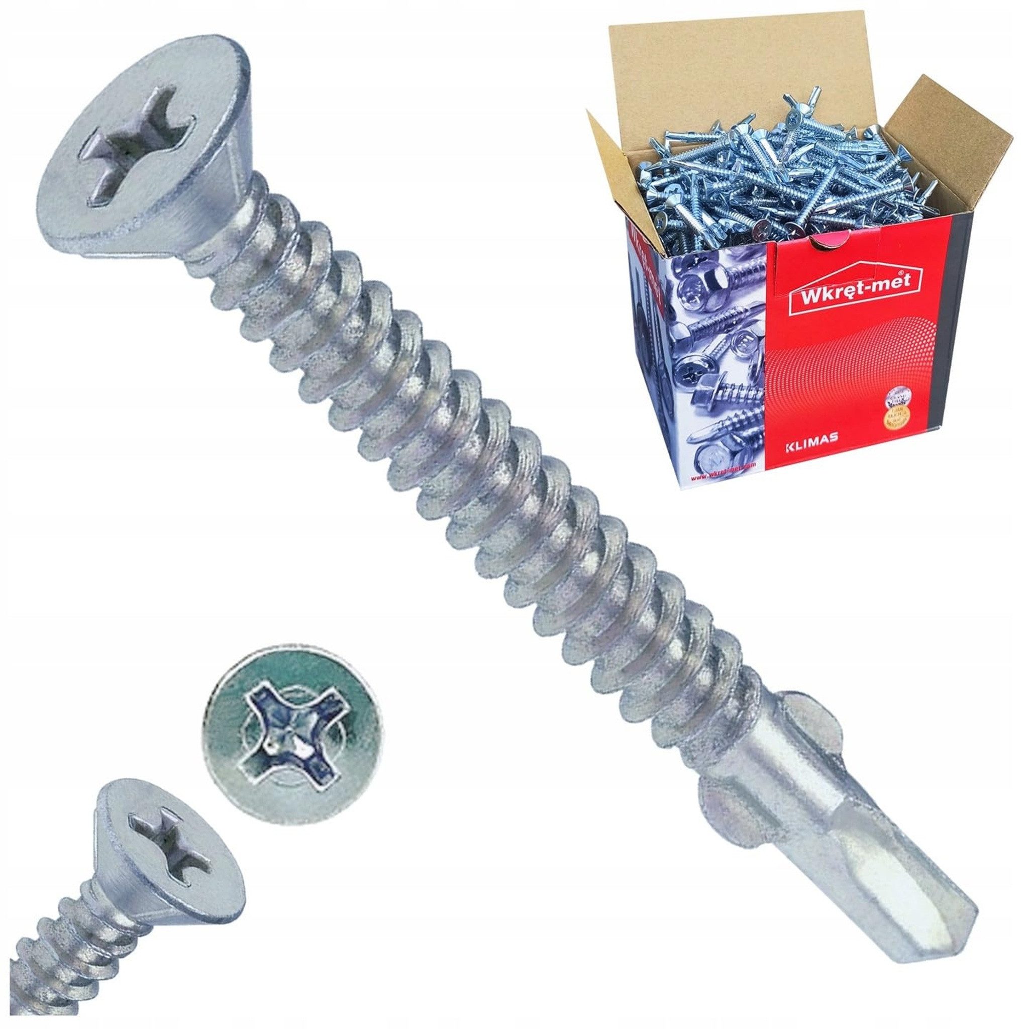 Klimas Bohrschraube WSDSK Flügelbohrschrauben Senkkopf Holz-auf-Stahl PH2, (250 St)
