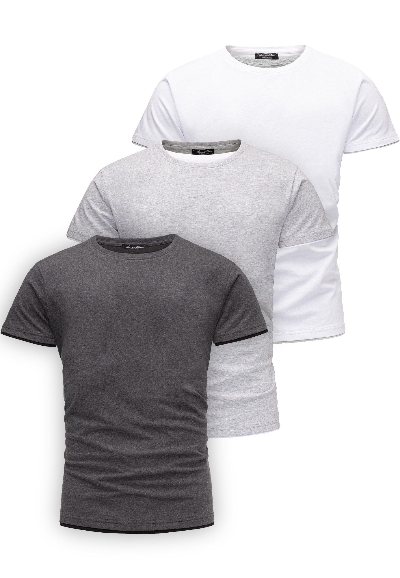 Amaci&Sons T-Shirt 3. LAKEWOOD 3er-Pack T-Shirts (3er-Pack) Herren Basic Ov günstig online kaufen