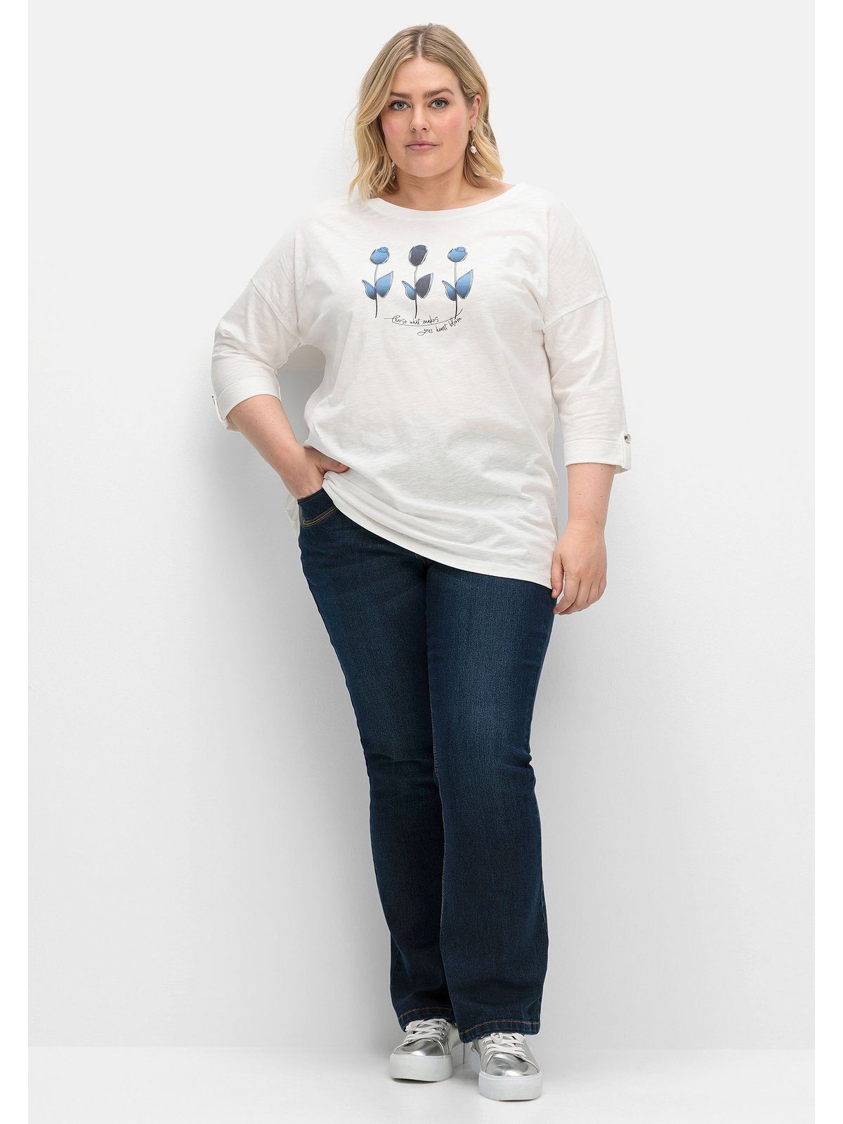 Sheego T-Shirt mit Blumen-Frontdruck Größen Große