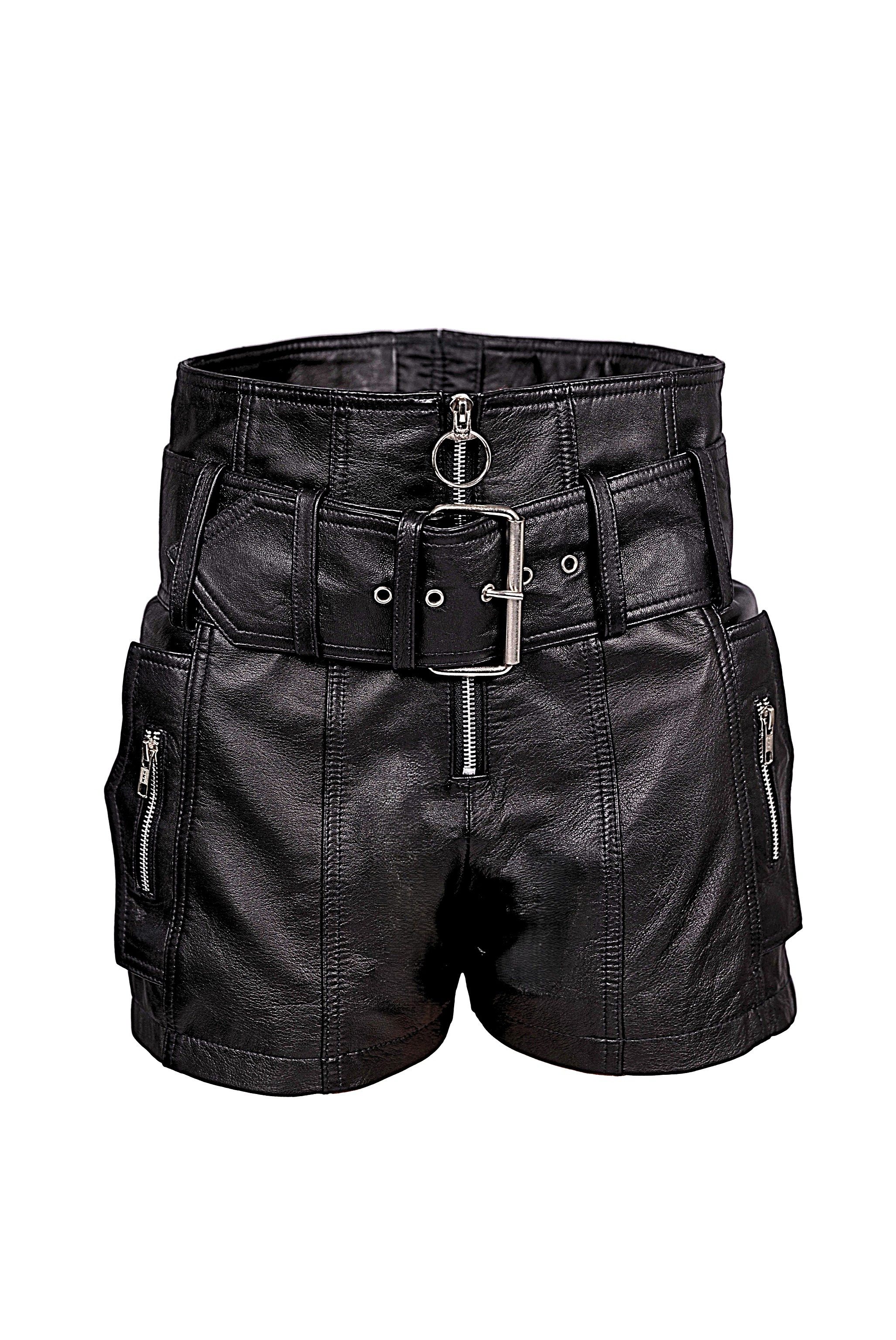 Be Noble Lederhose Havanna Kurze Ledershort mit legeren Vordertaschen