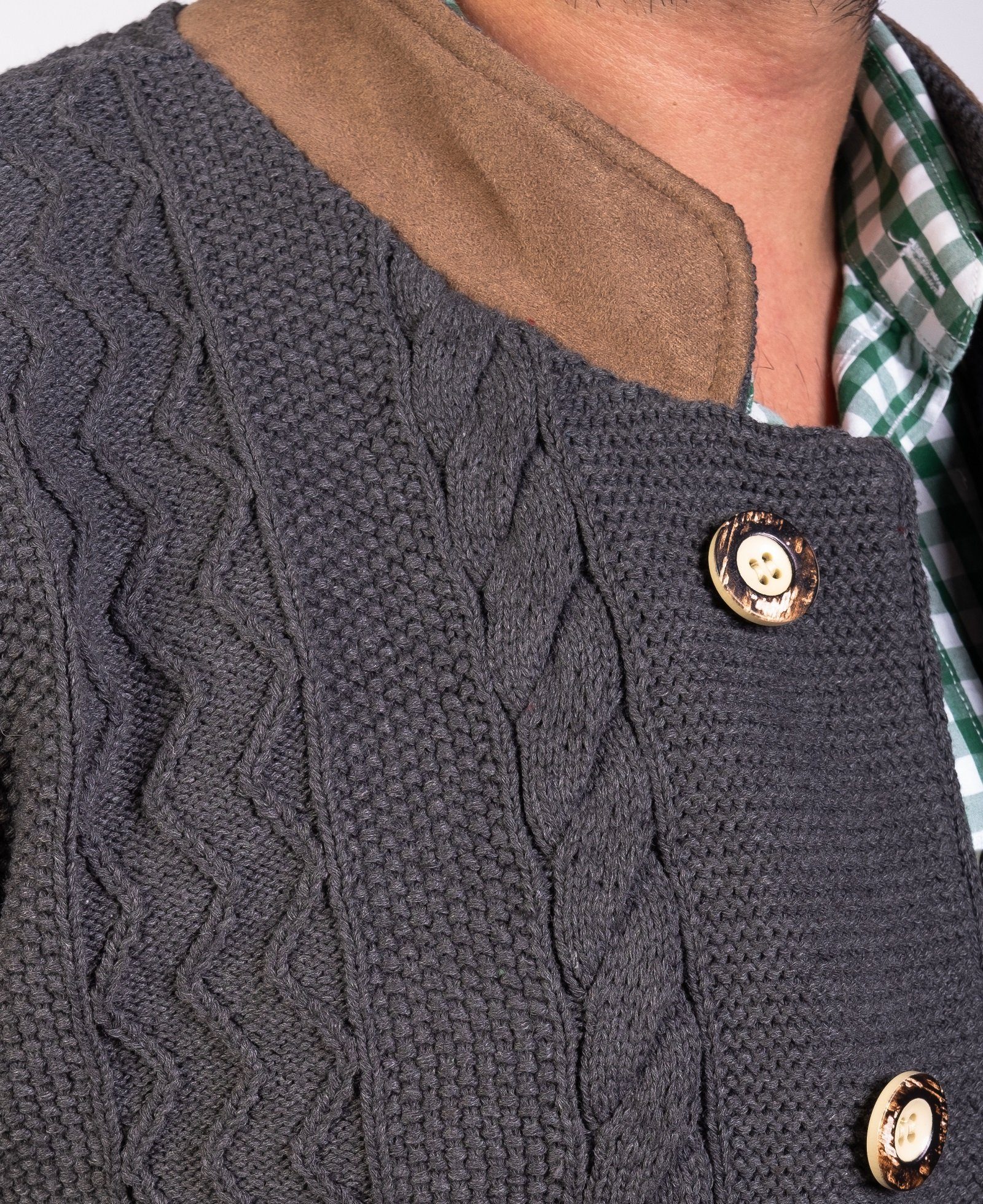 Trachtl Trachtenstrickjacke Herren Strickjacke Markus Dunkelgrau S