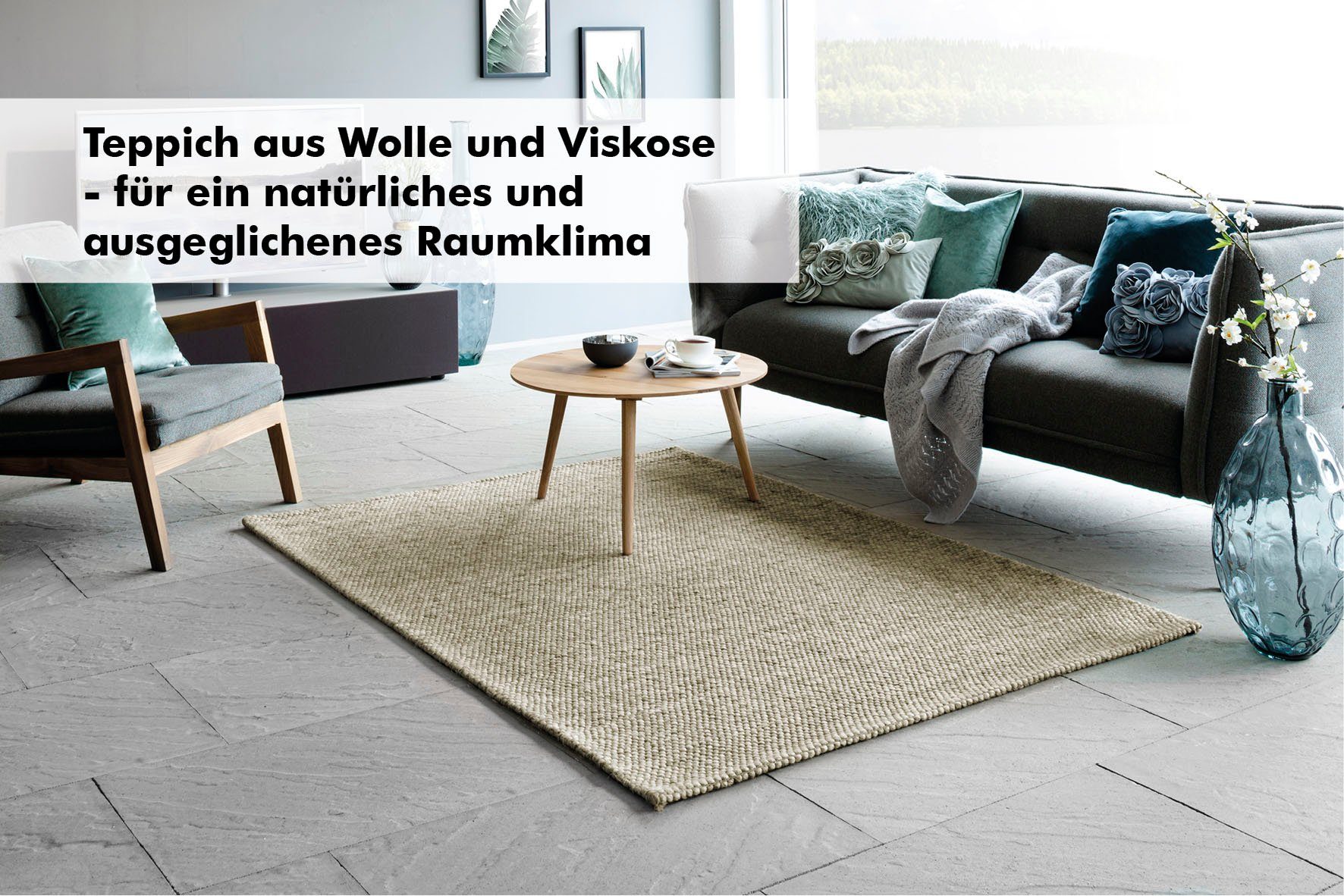 Barbara Becker Teppich Brave, rechteckig, Höhe: 12 mm, Handweb, Material 50% Wolle, 50% Viskose, handgewebt, melierte Optik
