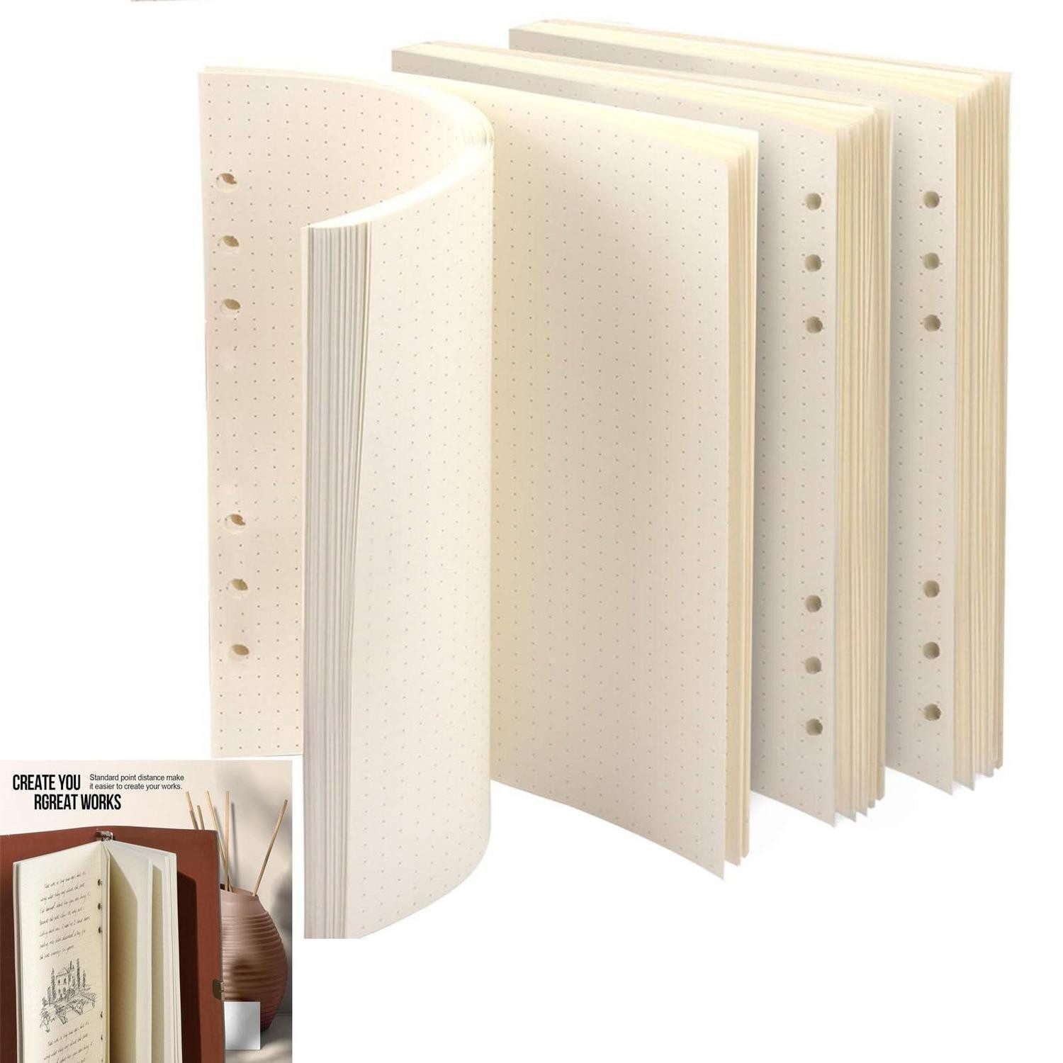 LuxusKollektion Notizheft A5 Punktraster Nachfüllpapier 6 Löcher 60 Blatt Elfenbein