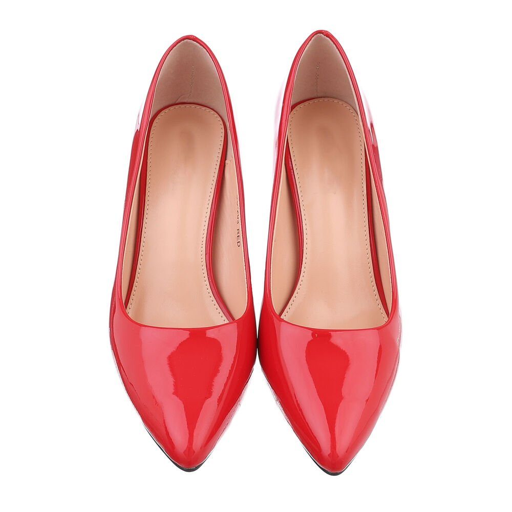 Ital-Design Damen Abendschuhe Elegant High-Heel-Pumps Blockabsatz High Heel Pumps in Rot