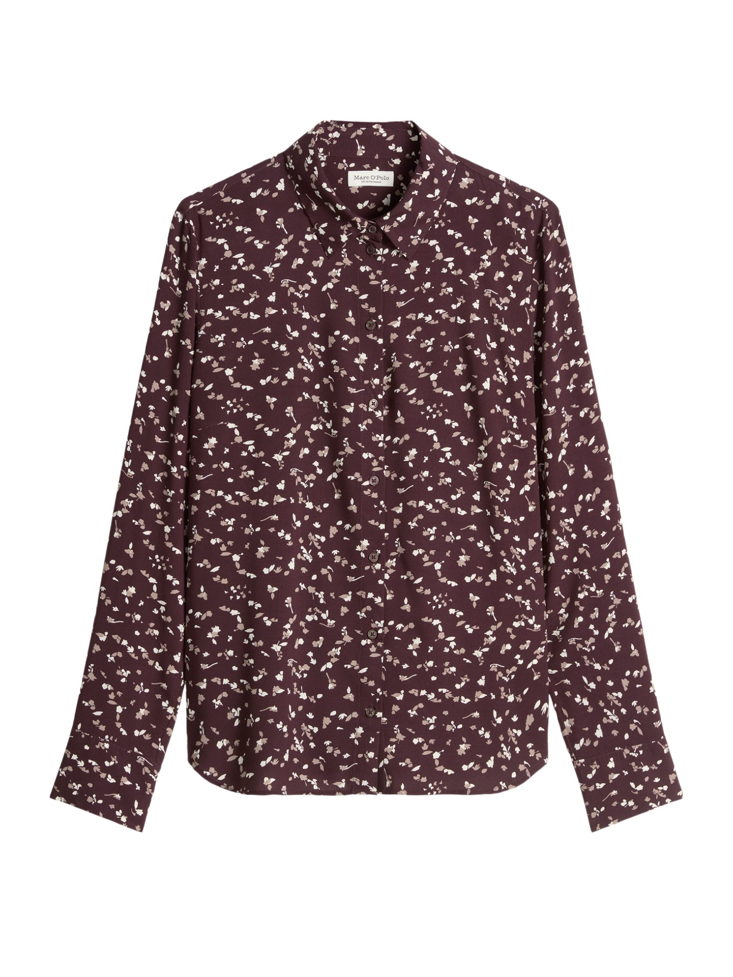 Marc O'Polo Hemdbluse lila,Freizeit,Viskose,Allover-Print,Kent,Lang,Regular Fit