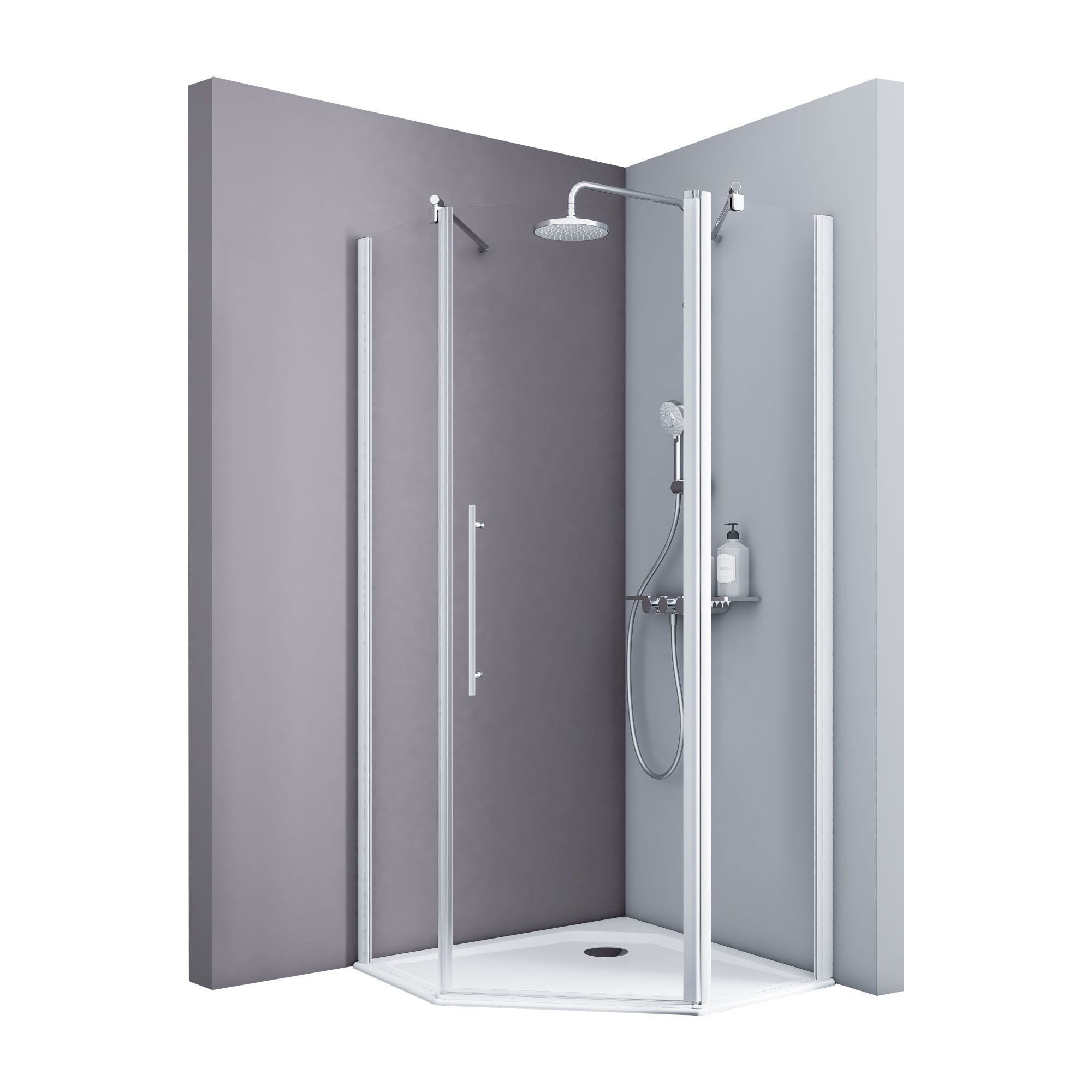 Schulte Fünfeckdusche Alexa Style 2.0, Höhe: 192 cm, BxT: 90x90 cm, 5 mm Sicherheitsglas, 3-tlg.