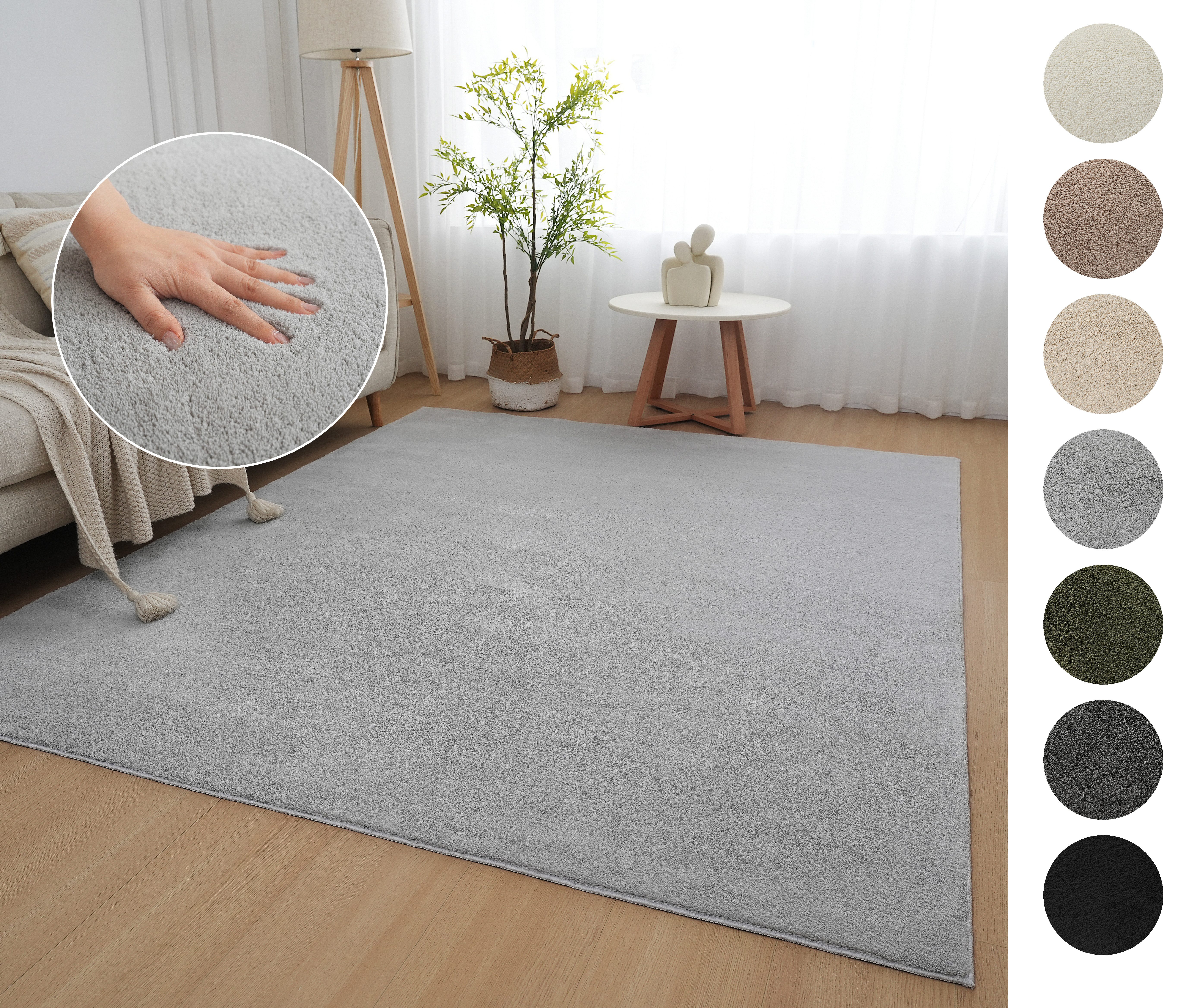 OTTO home Teppich Cali, in Standard- und Premium-Qualität, 13 mm oder 16 mm Höhe, rechteckig, Uni-Farben, kuschelig, & weich, waschbar, Wohnzimmer, Schlafzimmer