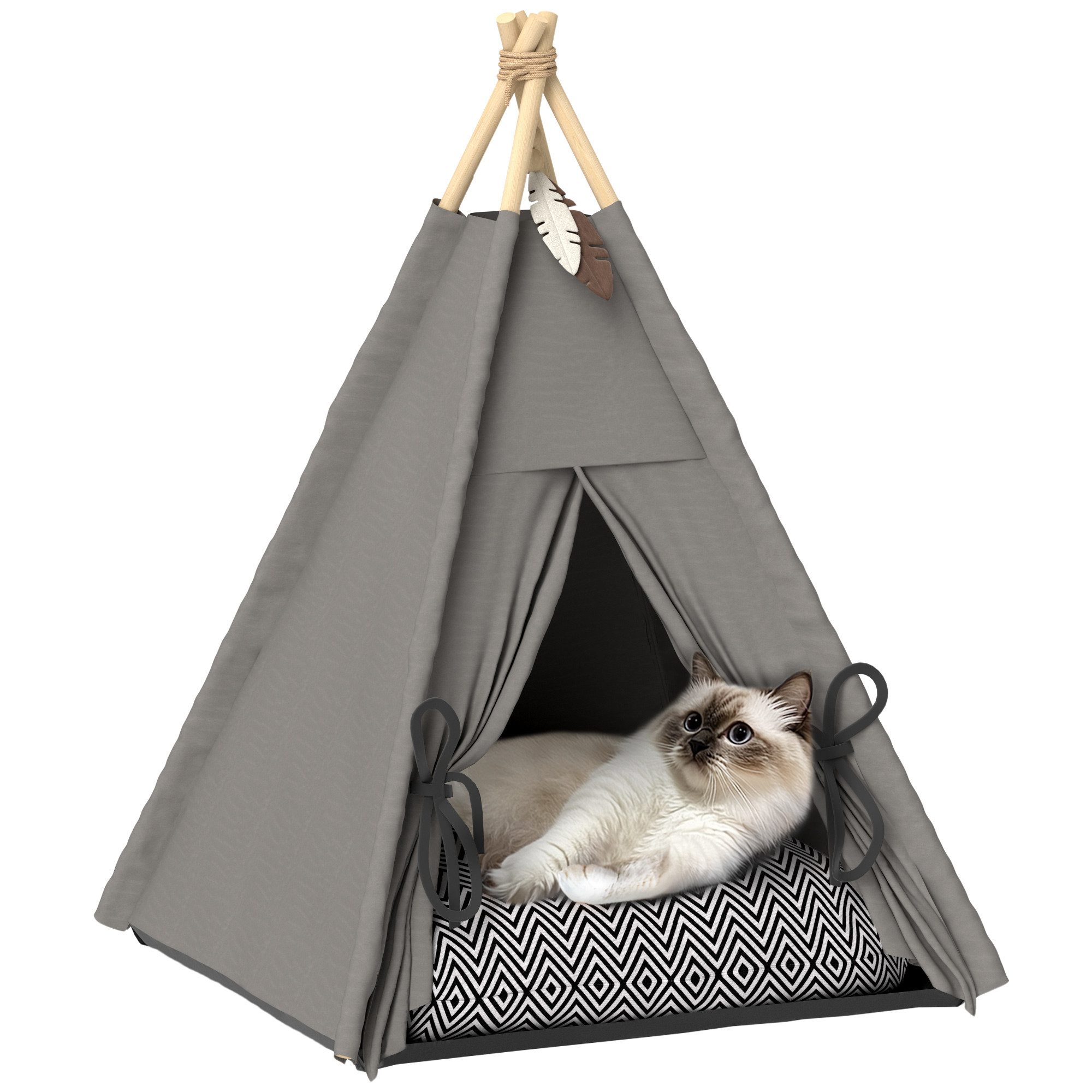 Tierbett mit abnehmbar und waschbar Kissen, rutschfestem Boden, Spielball