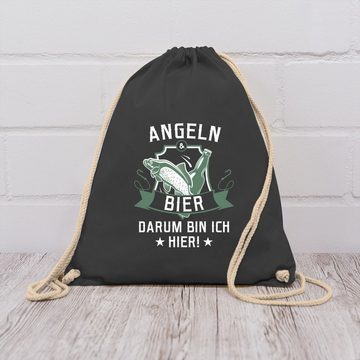 Shirtracer Turnbeutel Angeln und Bier, Angler Geschenke