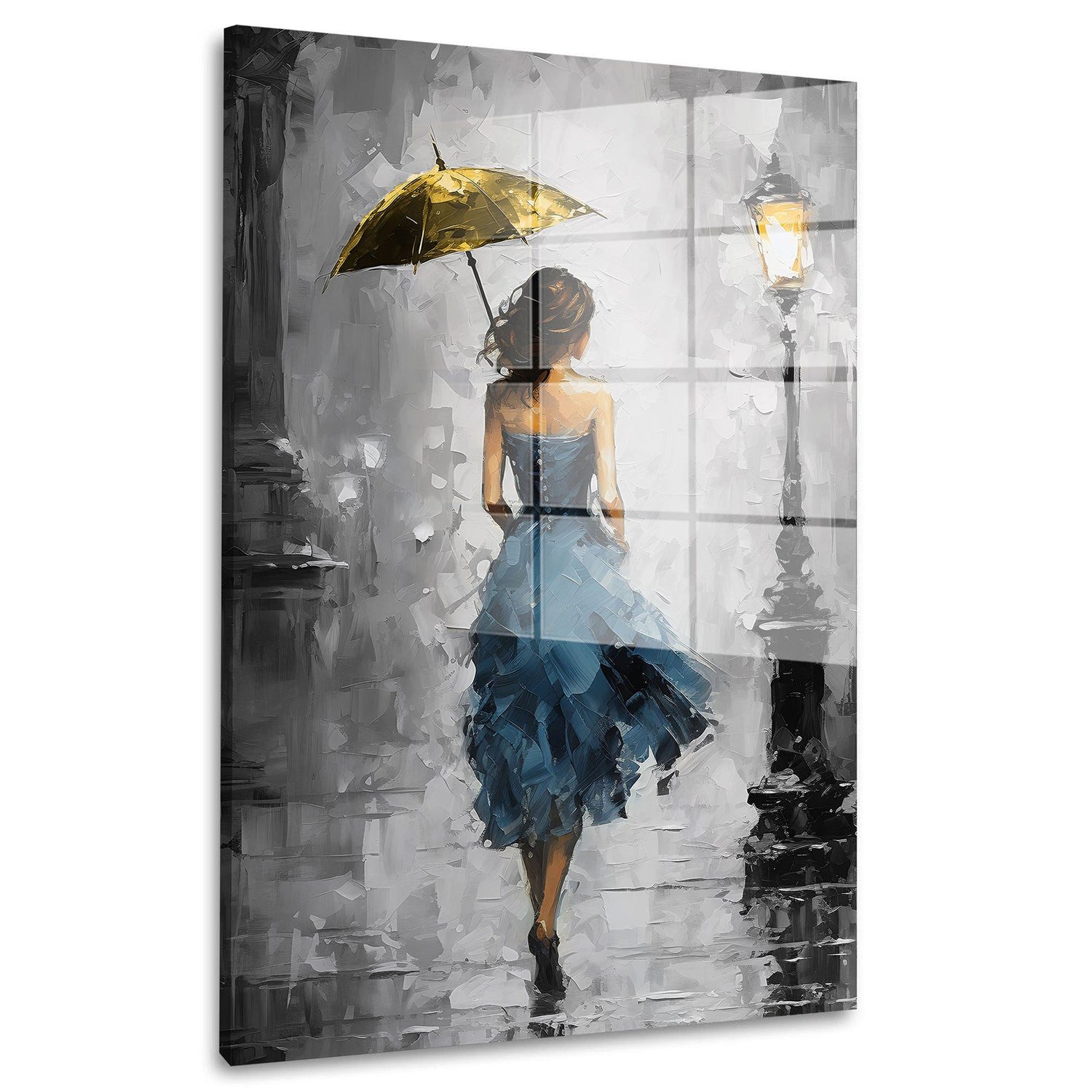 Artedinoi Acrylglasbild Frau im blauen Kleid Acrylglas Wandbild Bild Wanddeko Wohnzimmer XL
