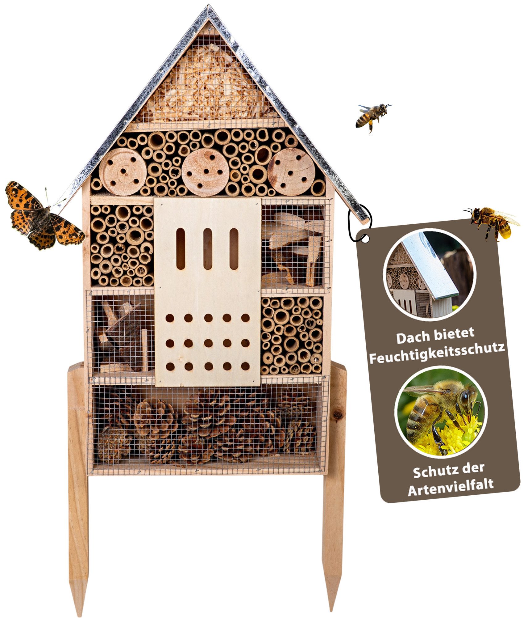 Cult at Home Insektenhotel Insektenhotel groß XXL stehend - Gesamthöhe 77 cm – Hummelhaus