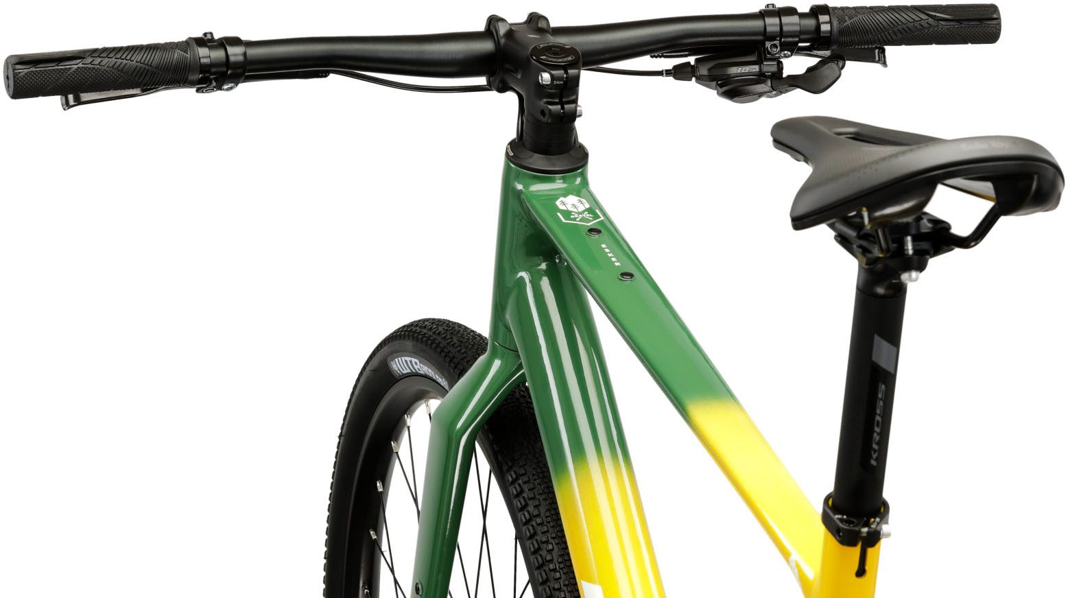 Kross Gravel Bike Esker Flatbar Green 10 Gears, 10-Speed ​​Shimano CUES U6000 Rear Derailleur, Derailleur Gears