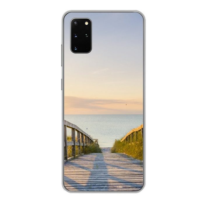 MuchoWow Handyhülle Ruhiger Strand in Deutschland bei Sonnenuntergang Phone Case Handyhülle Samsung Galaxy S20 Plus Silikon Schutzhülle