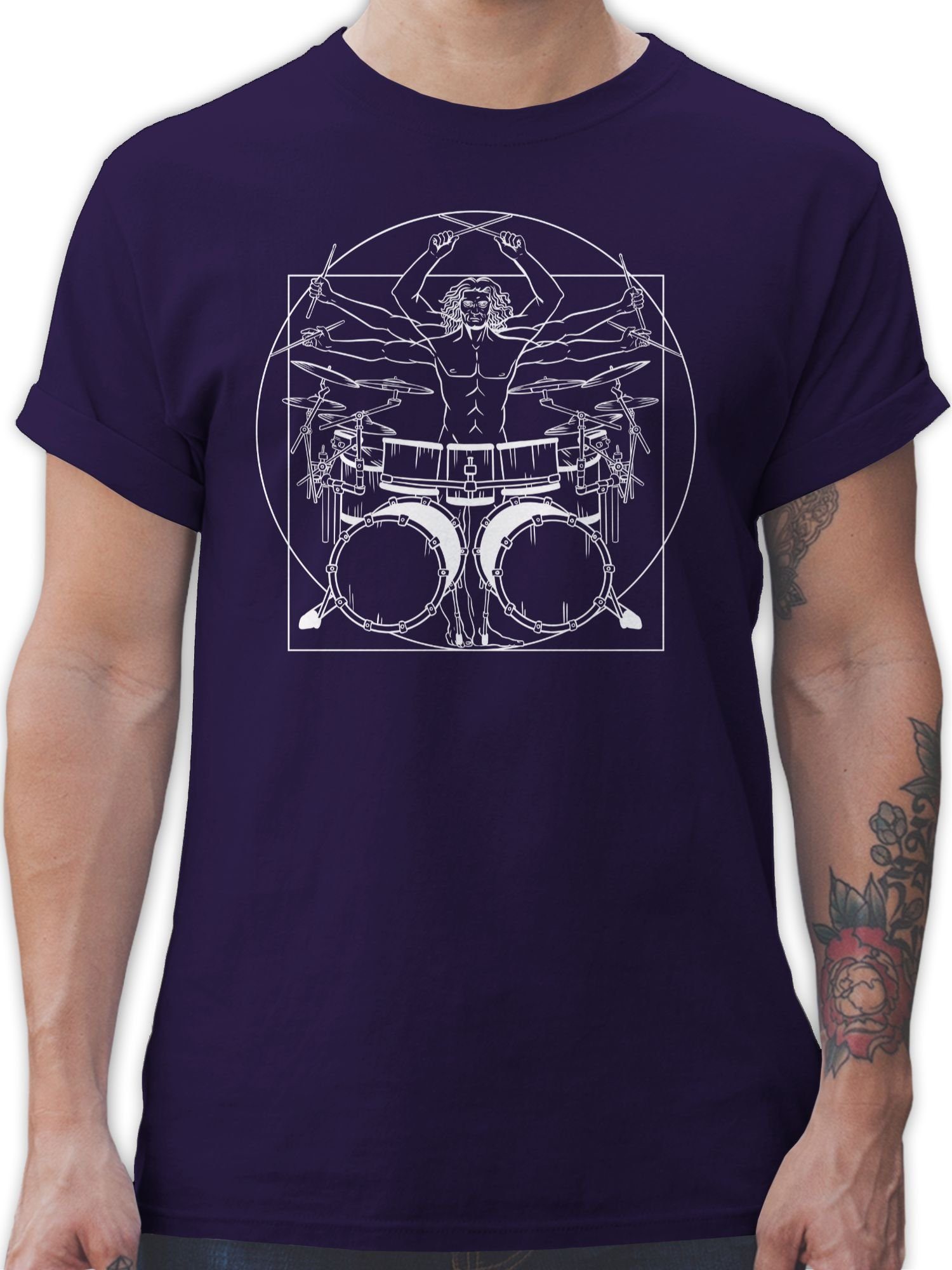 Drummer Zubehör Lila Shirtracer Musik Instrument Geschenk Schlagzeuger T-Shirt 02 Schlagzeug