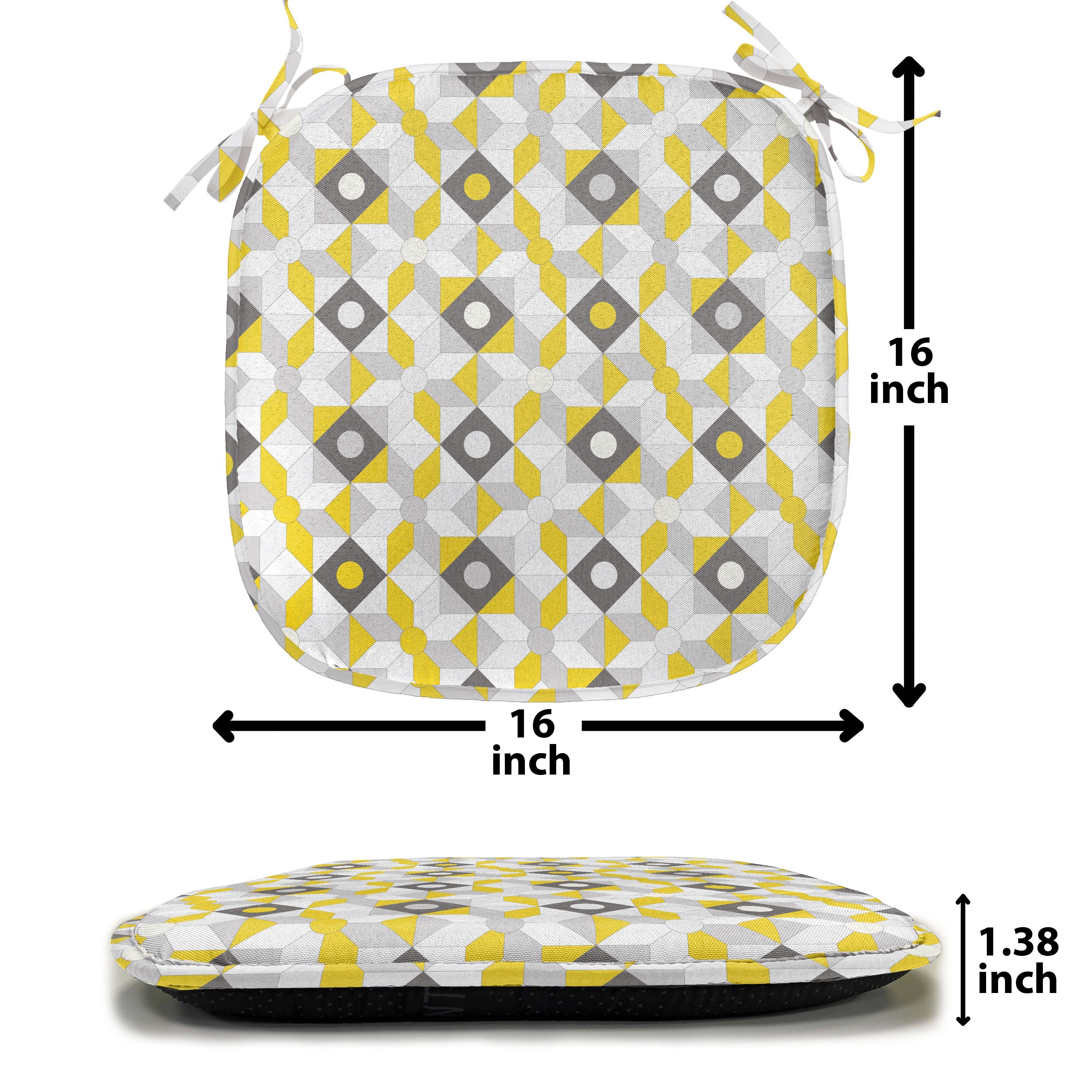 Abakuhaus Stuhlkissen Dekoratives wasserfestes Kissen Geometrisch Küchensitze, Squares mit Riemen Runden für