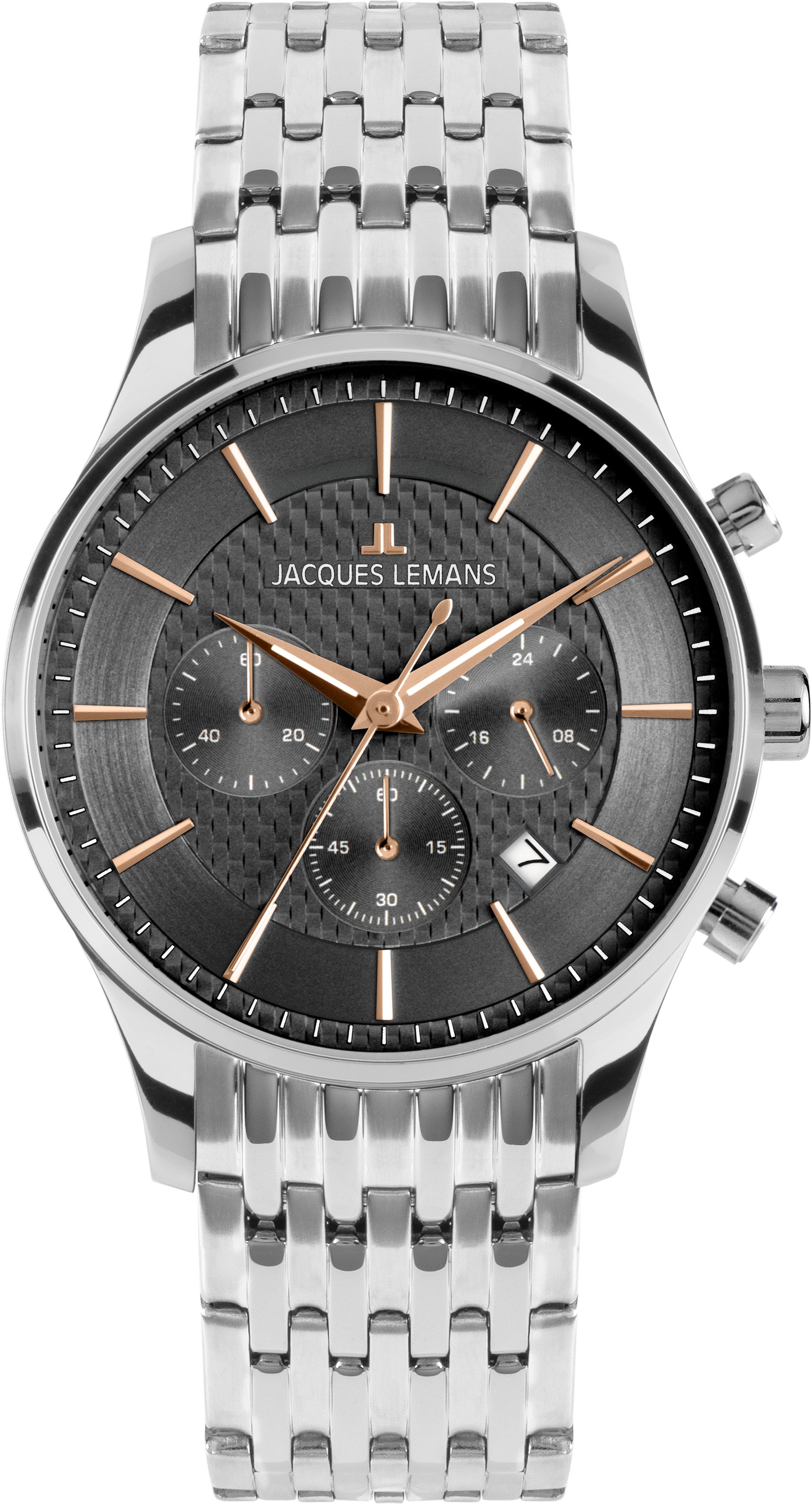 Jacques Lemans Chronograph London 1-2228I, Quarzuhr, Armbanduhr, Herrenuhr, Edelstahlarmband, analog, Tag