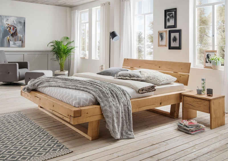 Premium collection by Home affaire Massivholzbett »Ultima«, aus massivem Holz in Balken-Optik, in unterschiedlichen Bettbreiten und Holzfarben