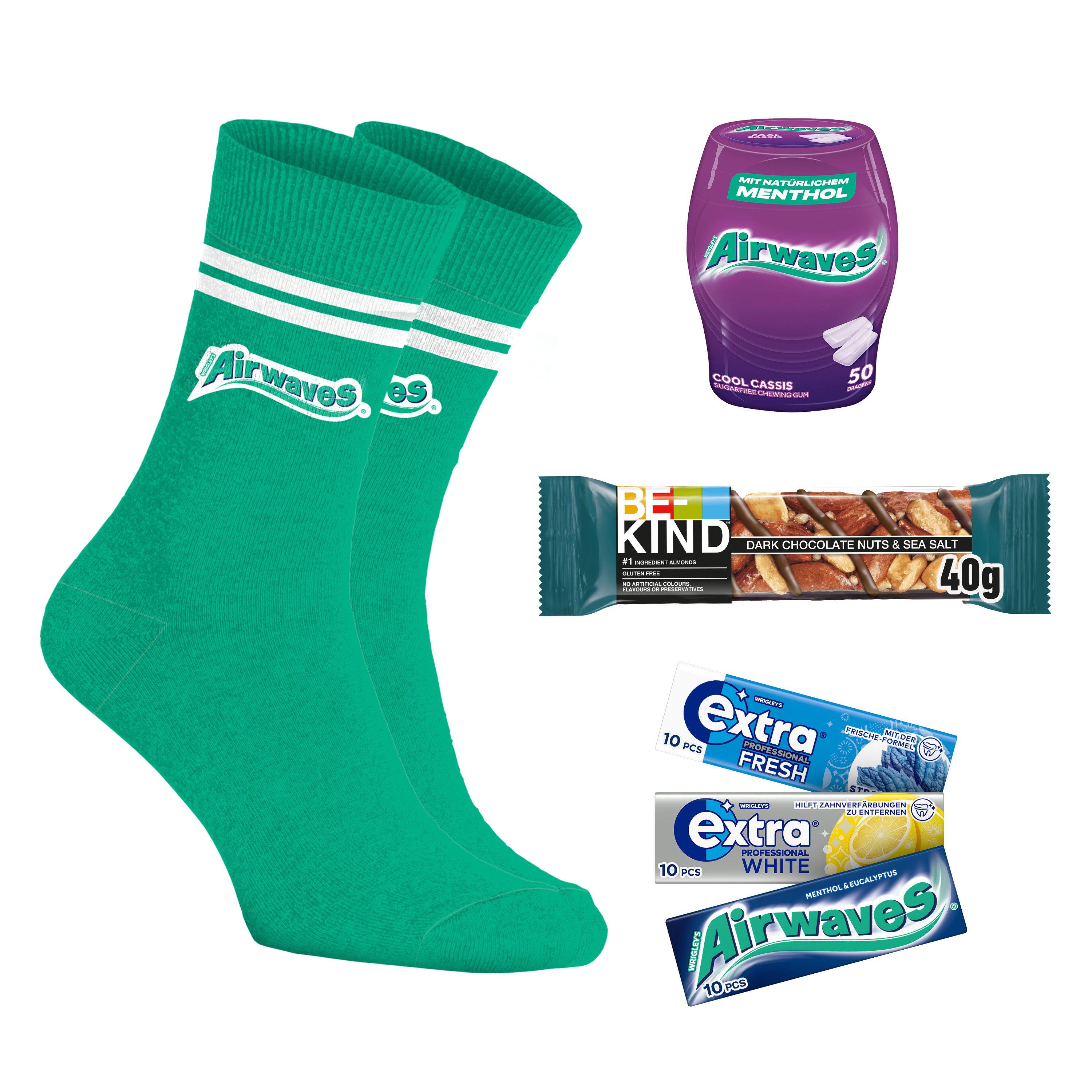 Mars GmbH Süßigkeit Airwaves Socken Gr. 43-46 Airwaves und Extra Kaugummi & BE-KIND Riegel, Airwaves, Socken, Strümpfe, Kaugummi, BE-KIND