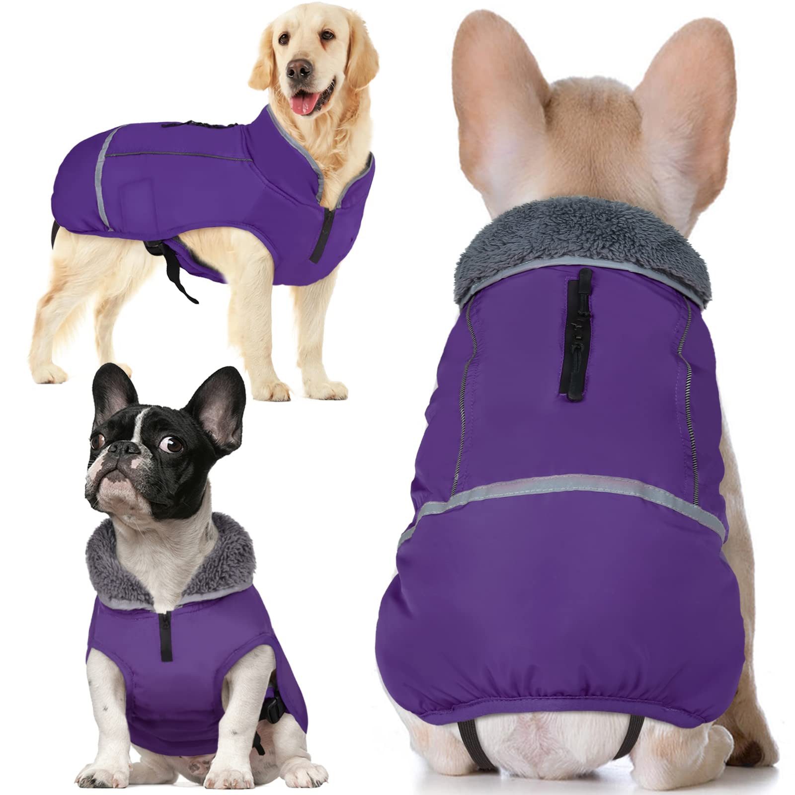 Ledander Hundejacke Hundemantel, warme Hundejacke, Wintermantel,warme reflektierende Jacke, Wasserdichter Fleece-Hundeschneeanzug für kleine bis große Hunde