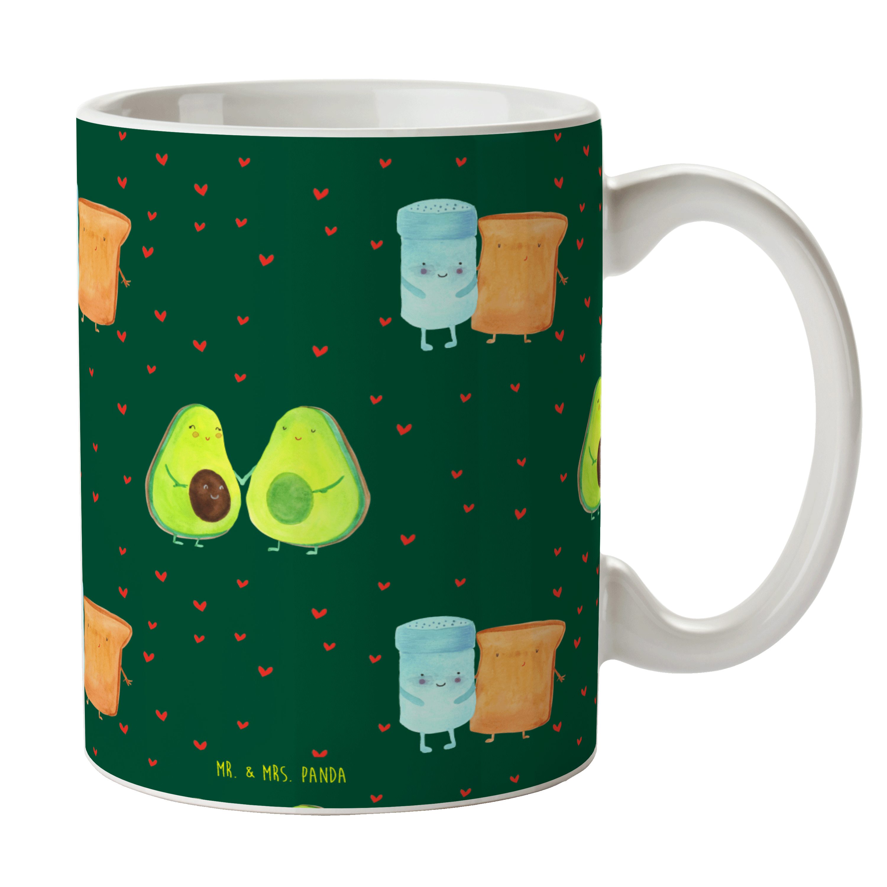 Kaffeebecher, Panda & Geschenk, Mrs. Grün - - Kaffeetasse, Veggie, Pärchen Keramik Avocado Tasse Mr.