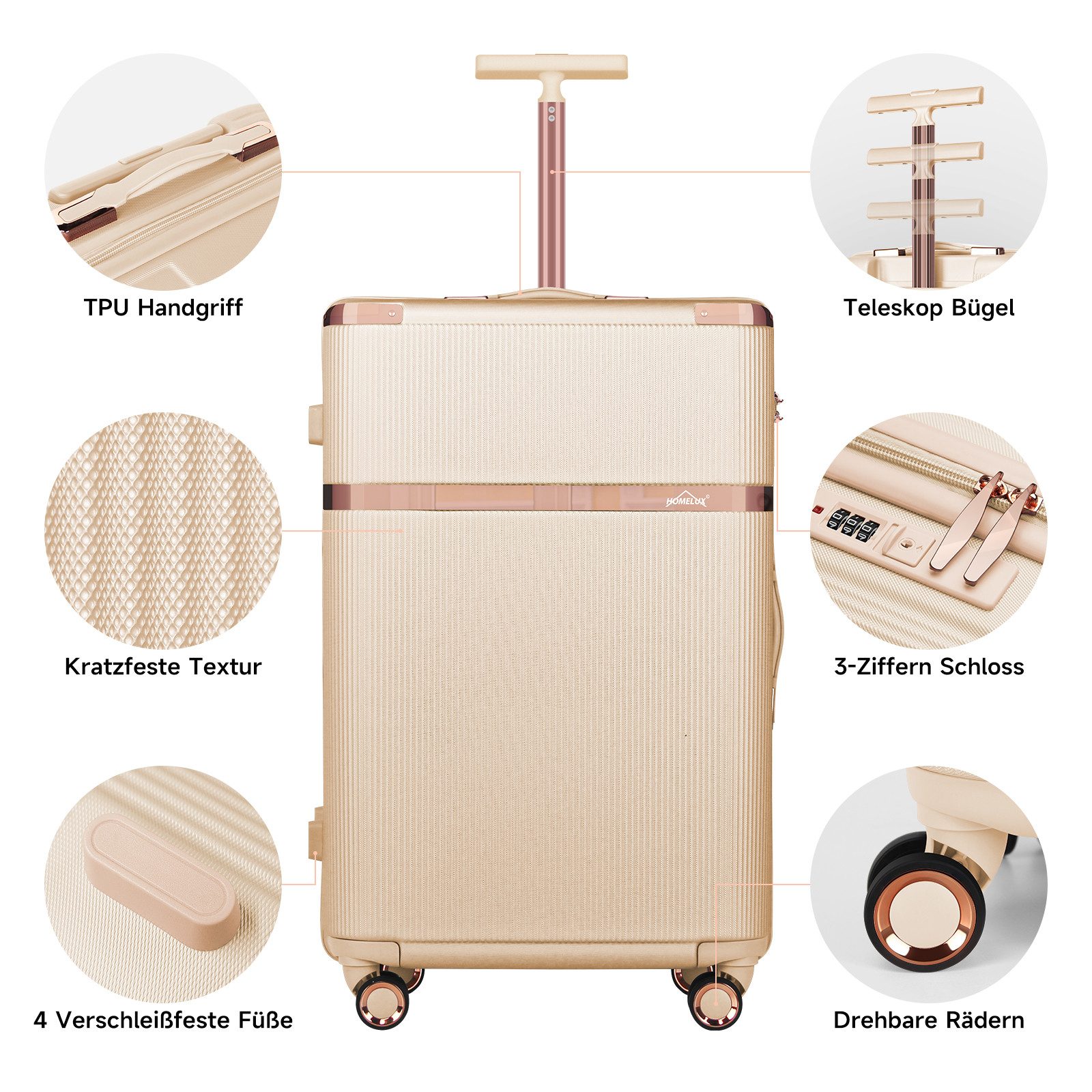 HOMELUX Kofferset Kofferset Reisekoffer 3er Set Hartschalen Koffer Trolley günstig online kaufen